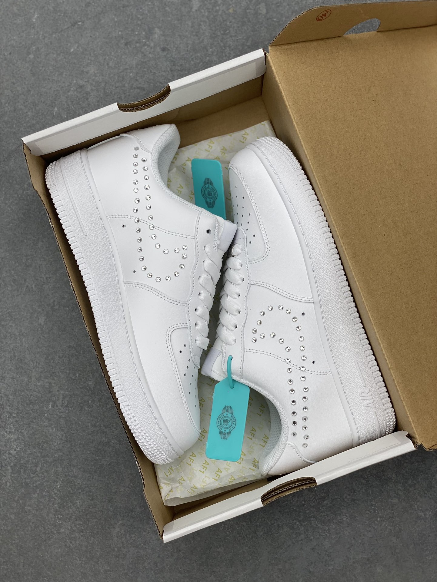 Nike Air Force 1 Low White with Silver Rhinestone Accents - All Sizes Available 10 i1698086375 7189 8