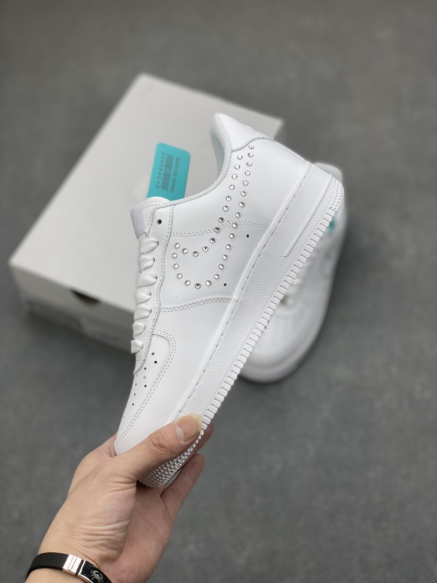 Nike Air Force 1 Low White with Silver Rhinestone Accents - All Sizes Available 4 i1698086375 7355 2