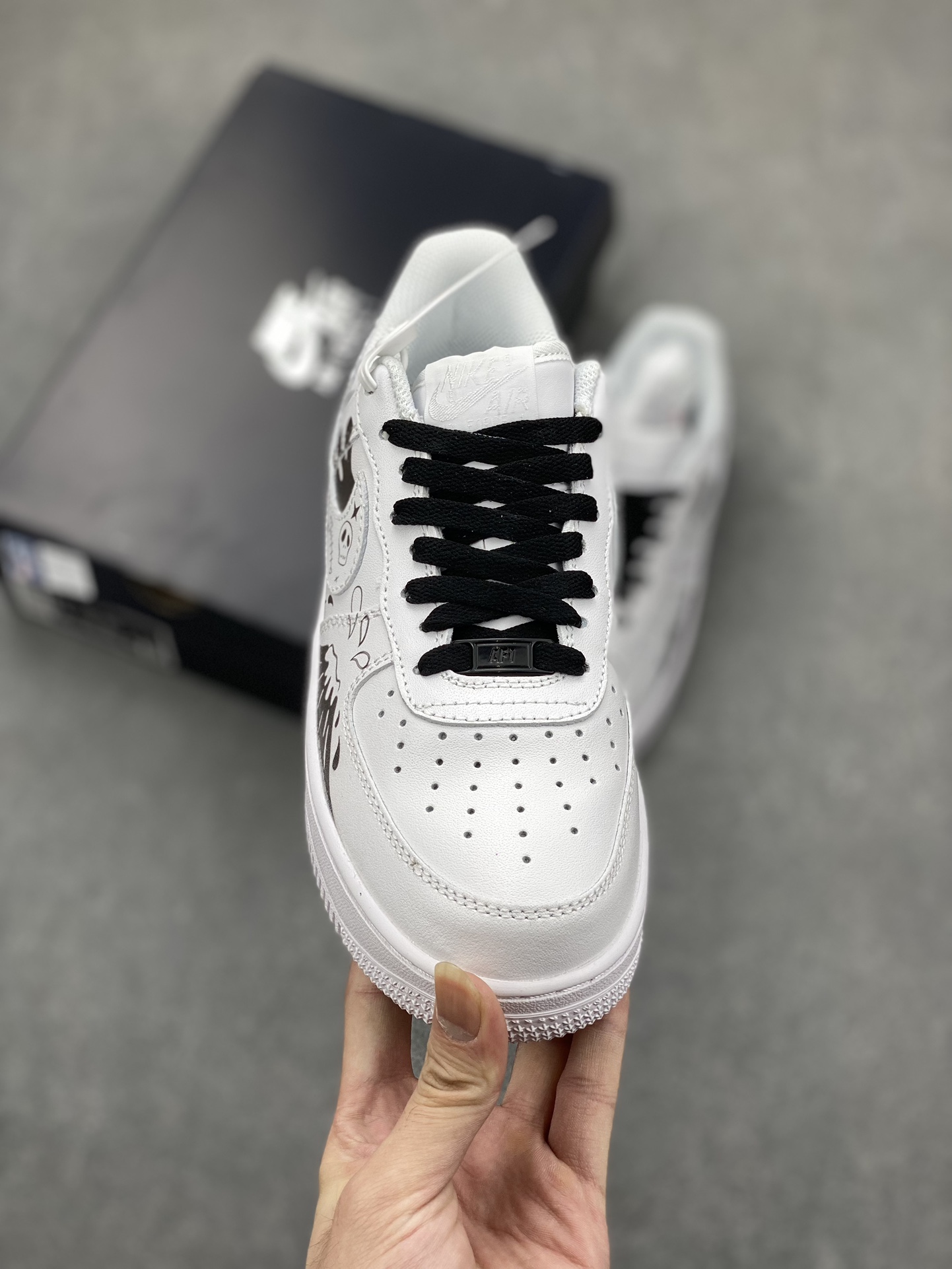 Nike Air Force 1 '07 Low Black White Wave Custom Sneakers 3 i1698437074 534 1