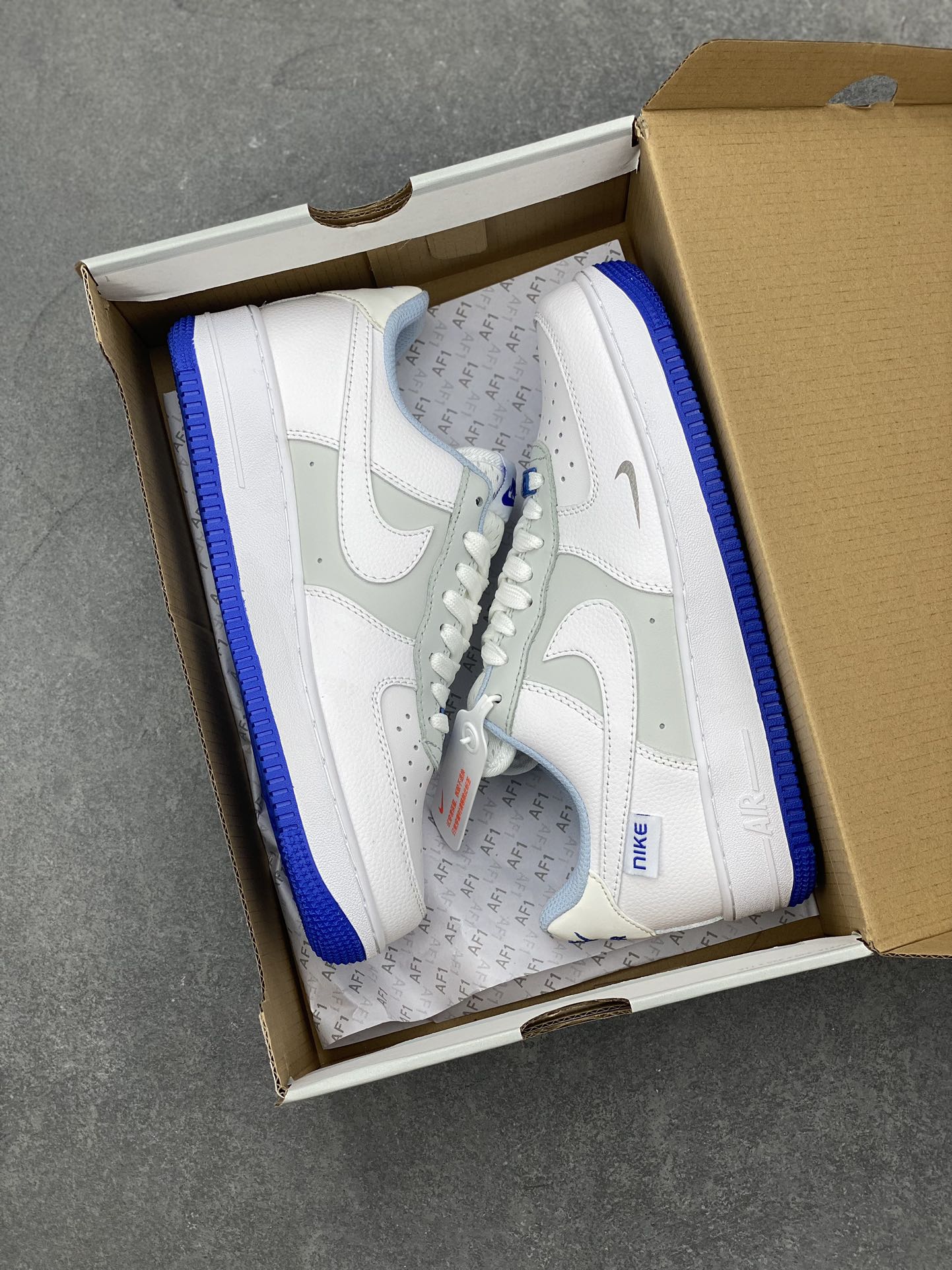 Nike Air Force 1 Low White/Grey/Blue Men's Sneakers - Size 40.5 10 i1698962826 3381 8