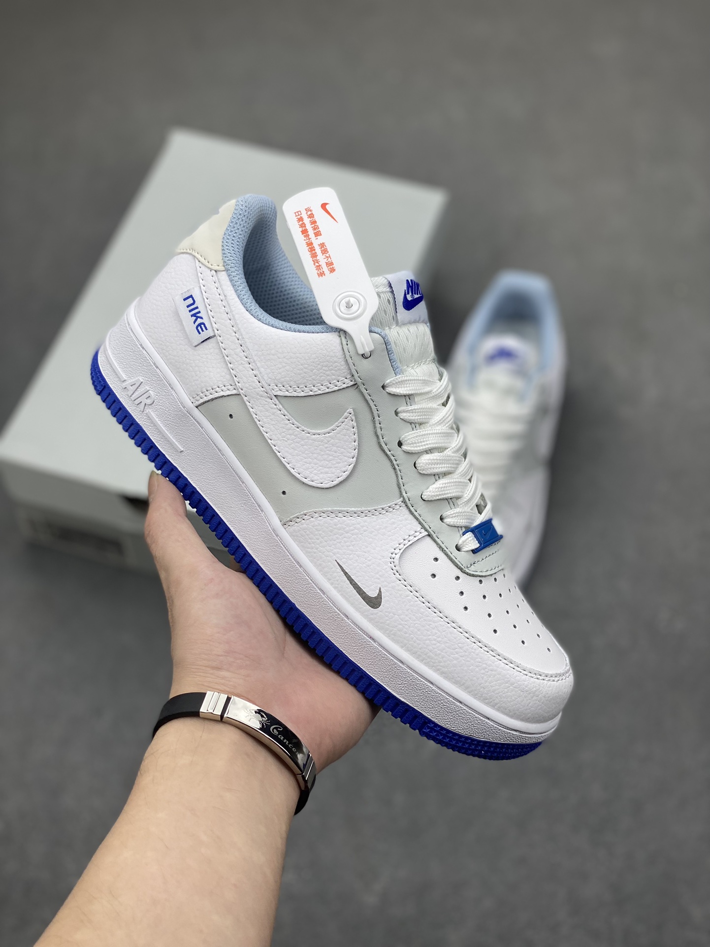 Nike Air Force 1 Low White/Grey/Blue Men's Sneakers - Size 40.5 2 i1698962826 5798 0
