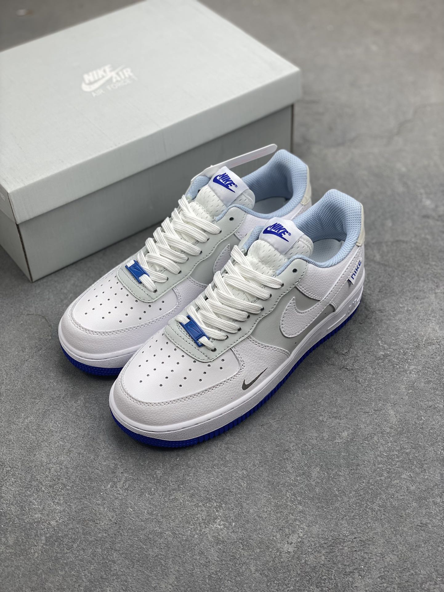 Nike Air Force 1 Low White/Grey/Blue Men's Sneakers - Size 40.5 9 i1698962826 7839 7