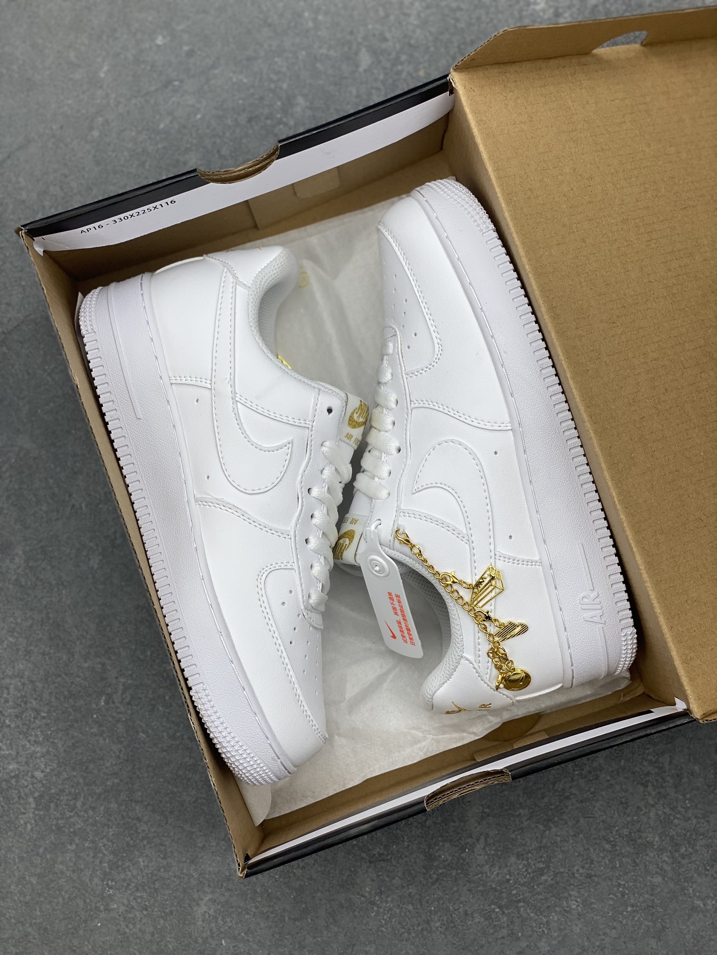 Nike Air Force 1 Low White Casual Sneakers with Gold Chain Detail 10 i1698962935 5371 8