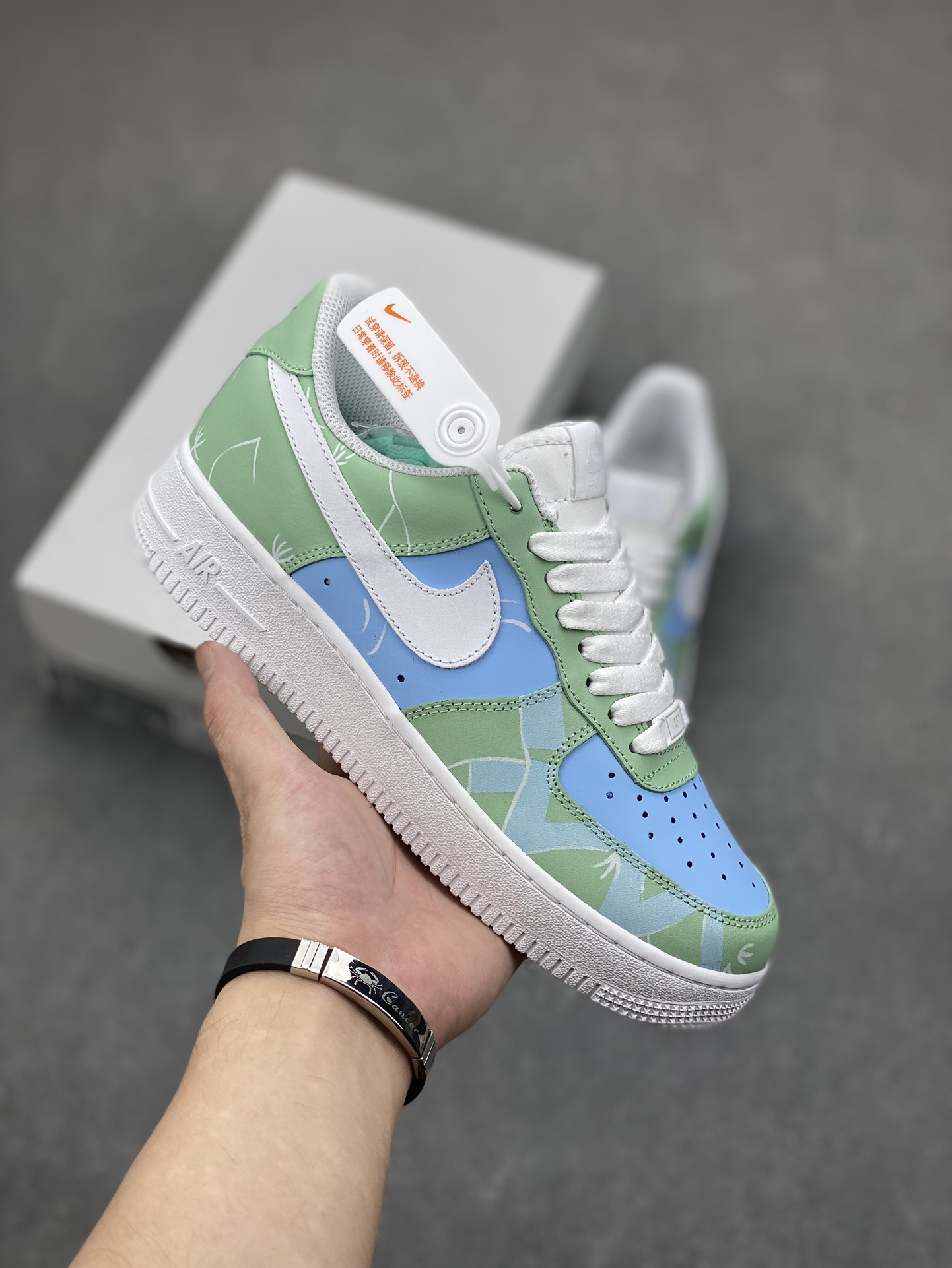 Nike Air Force 1 '07 Low Green Blue White Custom Sneakers CW2288-111 2 i1699043884 2349 0