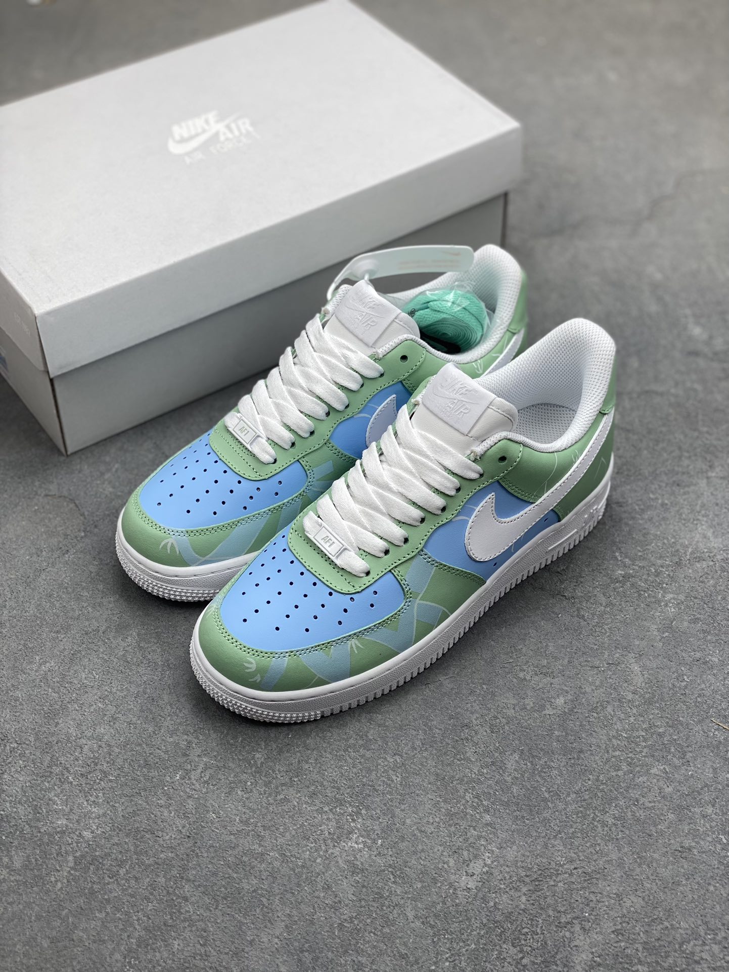 Nike Air Force 1 '07 Low Green Blue White Custom Sneakers CW2288-111 9 i1699043884 3699 7