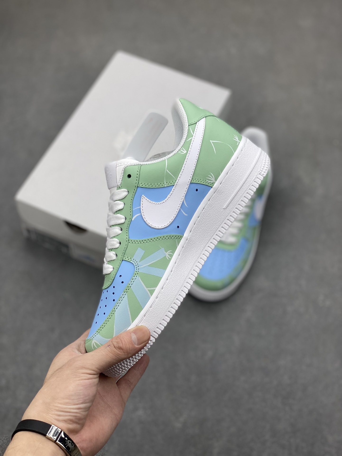 Nike Air Force 1 '07 Low Green Blue White Custom Sneakers CW2288-111 4 i1699043884 4841 2