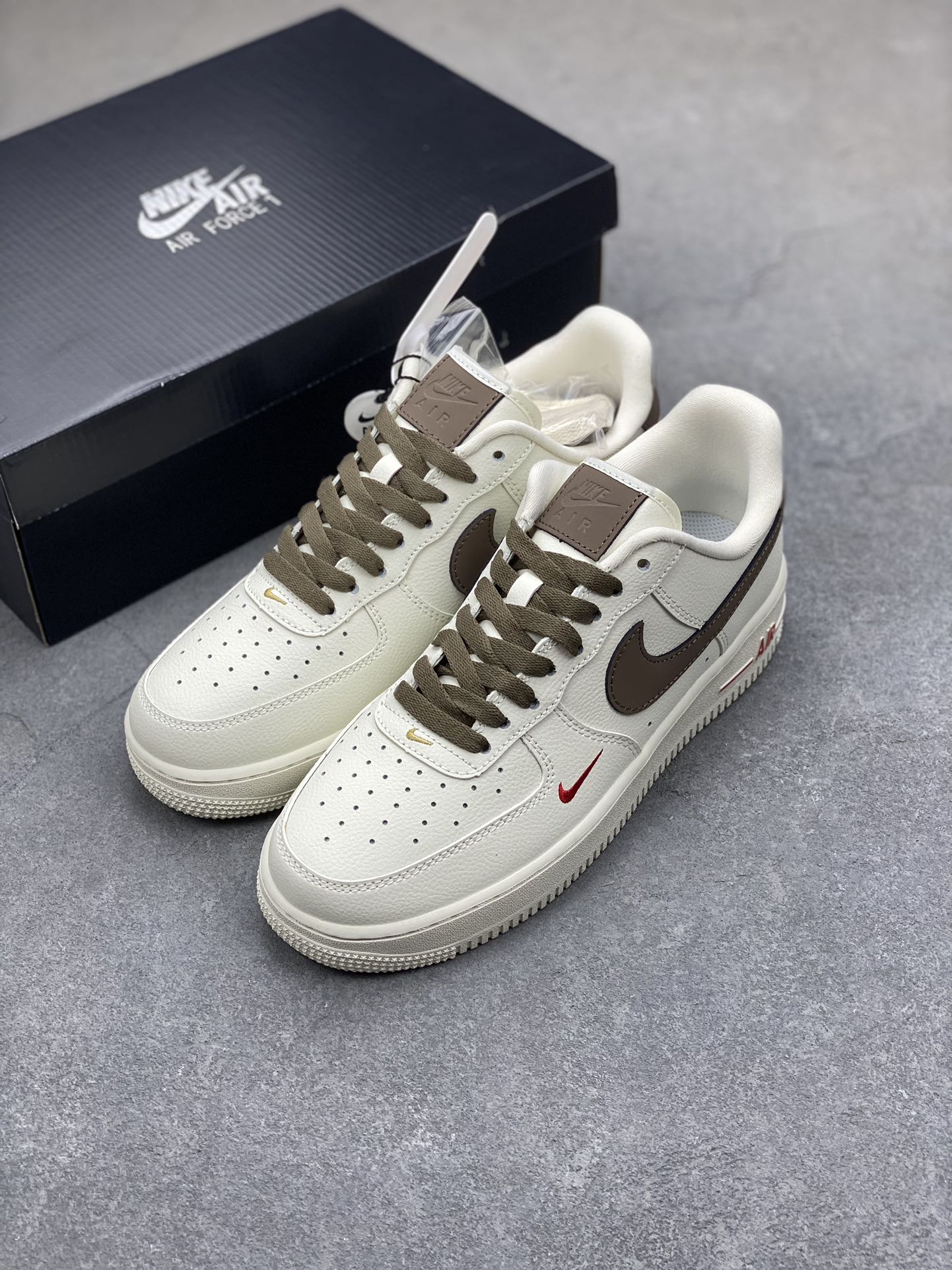 Nike Air Force 1 Low Top Sneakers Ivory/Brown, Comfortable and Durable 9 i1700772869 6421 7