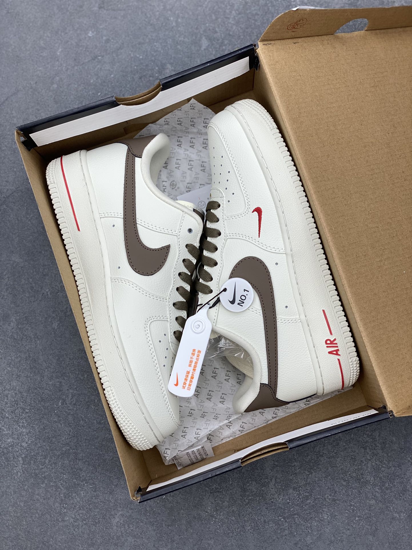 Nike Air Force 1 Low Top Sneakers Ivory/Brown, Comfortable and Durable 10 i1700772869 8281 8