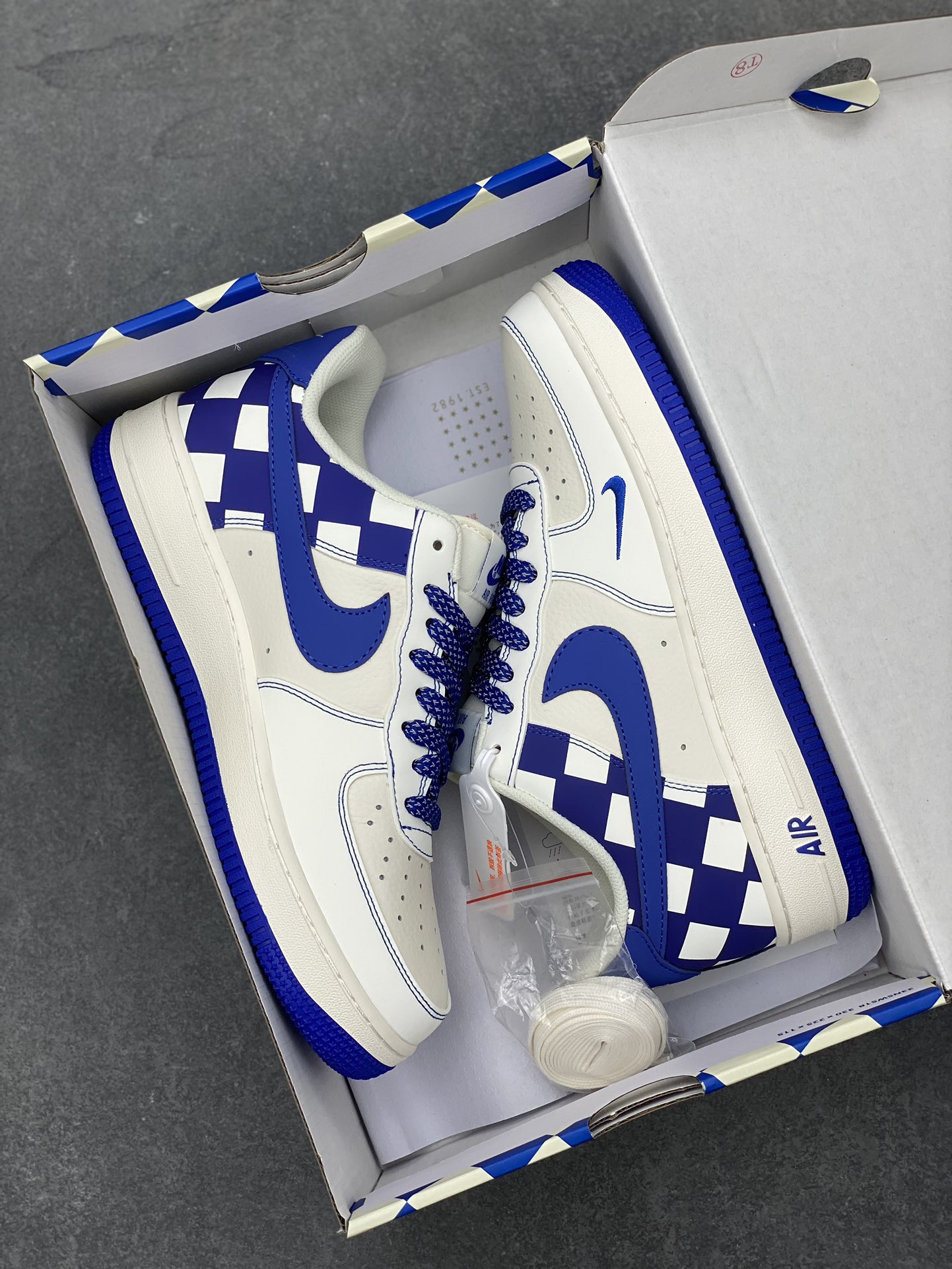 Nike Air Force 1 '07 Low Blue White Grey Checkered Sneakers - Fashionable & Comfy 10 i1700851188 1875 8