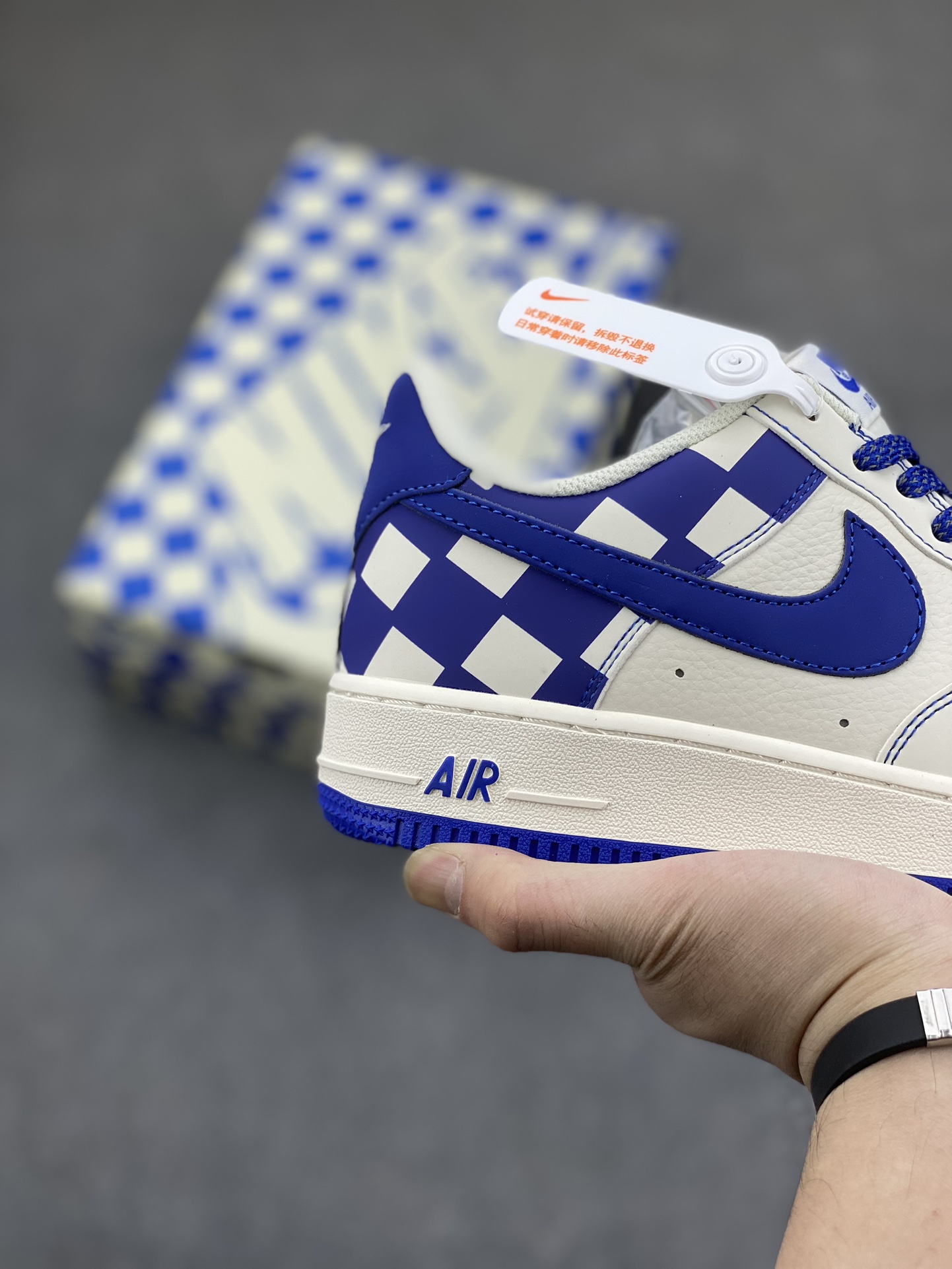 Nike Air Force 1 '07 Low Blue White Grey Checkered Sneakers - Fashionable & Comfy 6 i1700851188 7856 4
