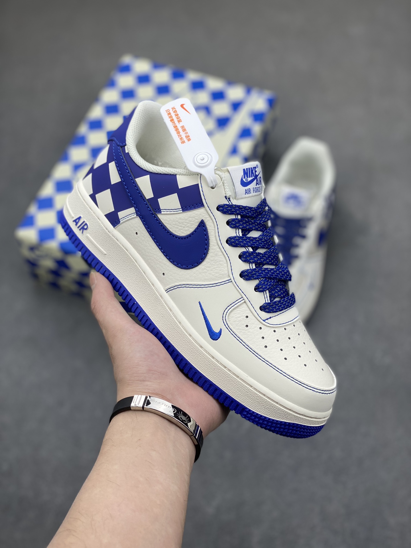 Nike Air Force 1 '07 Low Blue White Grey Checkered Sneakers - Fashionable & Comfy 2 i1700851188 8525 0