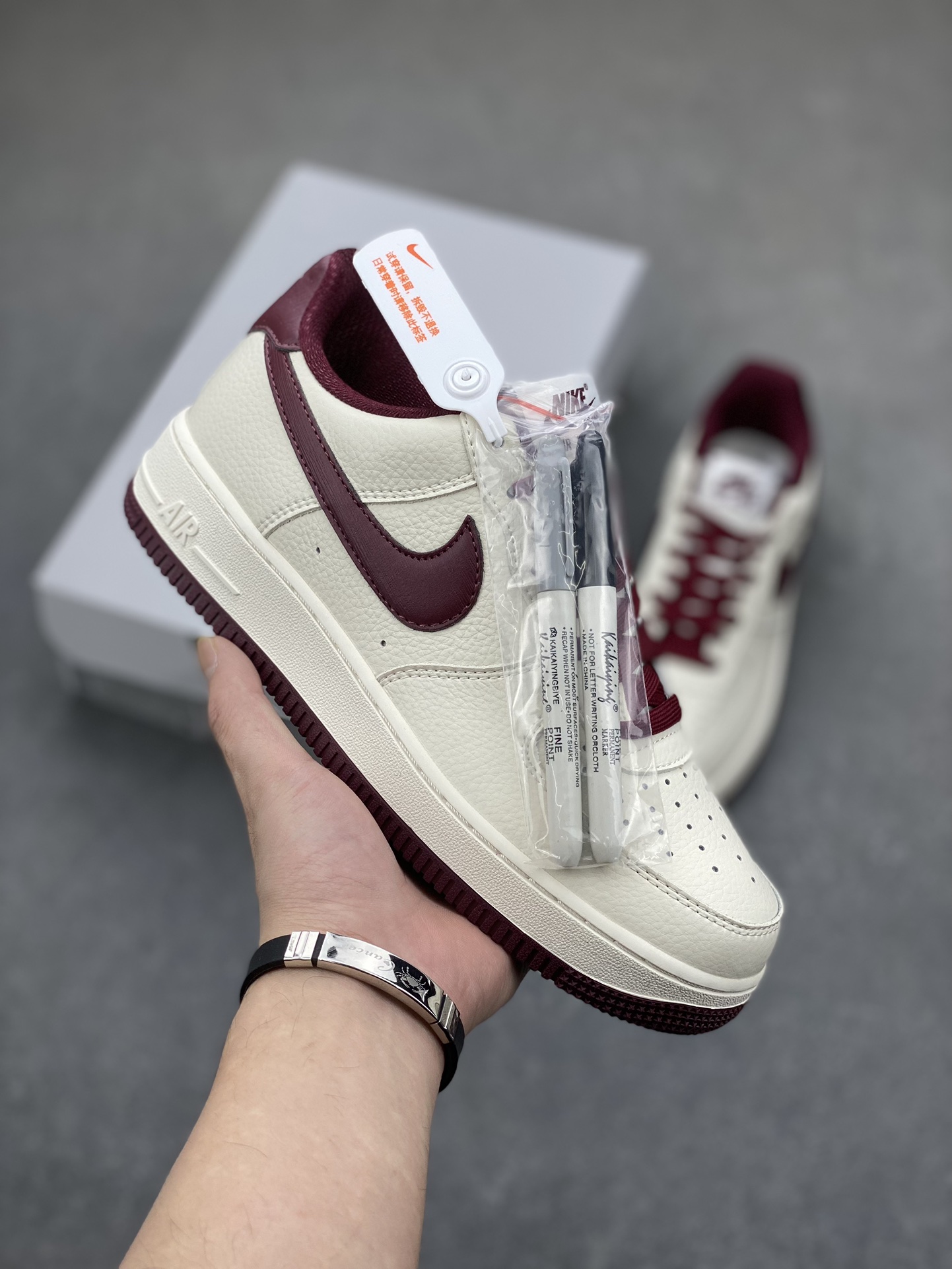 Nike Air Force 1 Low '07 'Red Wine' Custom Leather Sneakers with Marker 2 i1701280503 2315 0