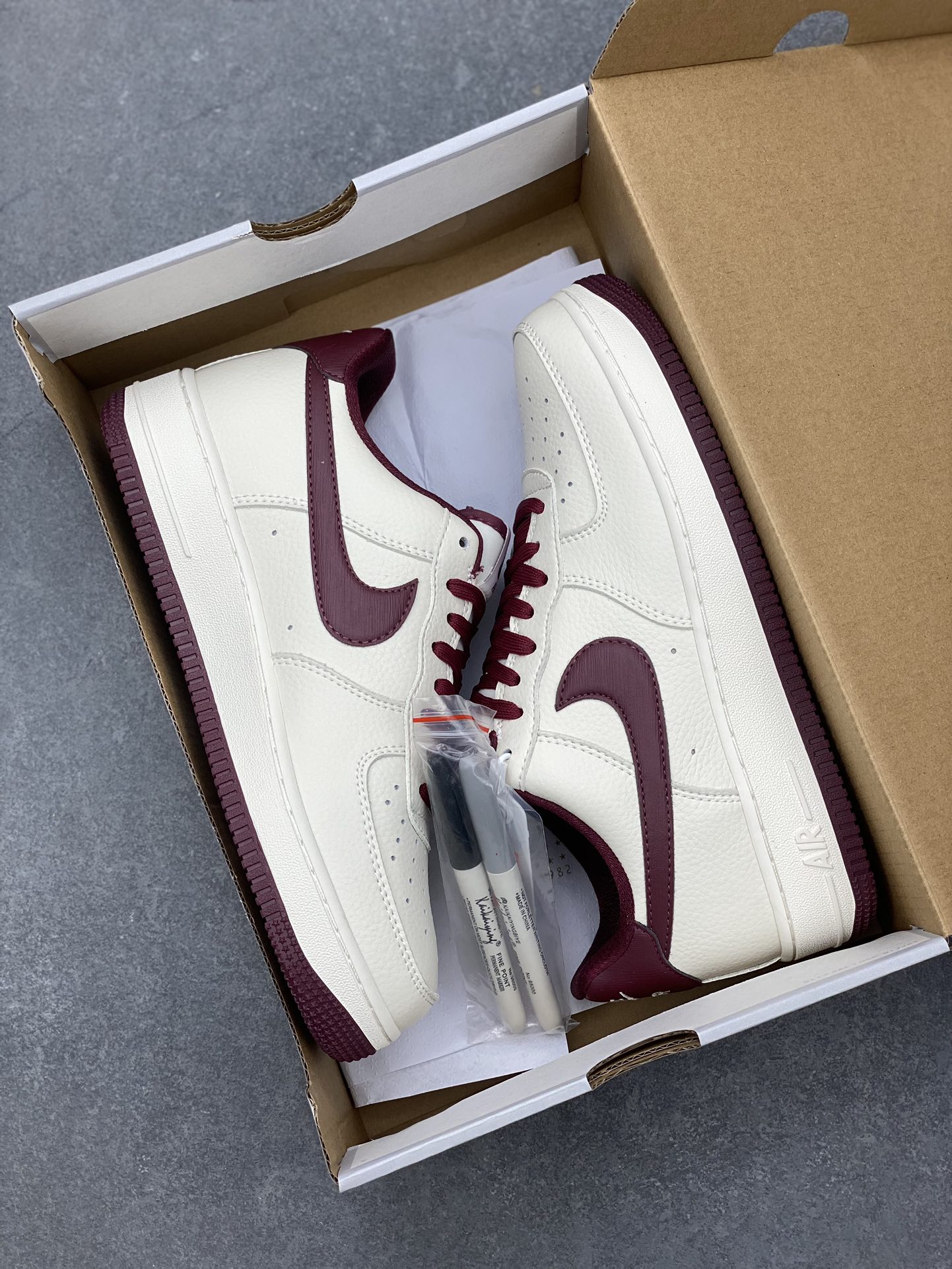 Nike Air Force 1 Low '07 'Red Wine' Custom Leather Sneakers with Marker 10 i1701280503 4758 8