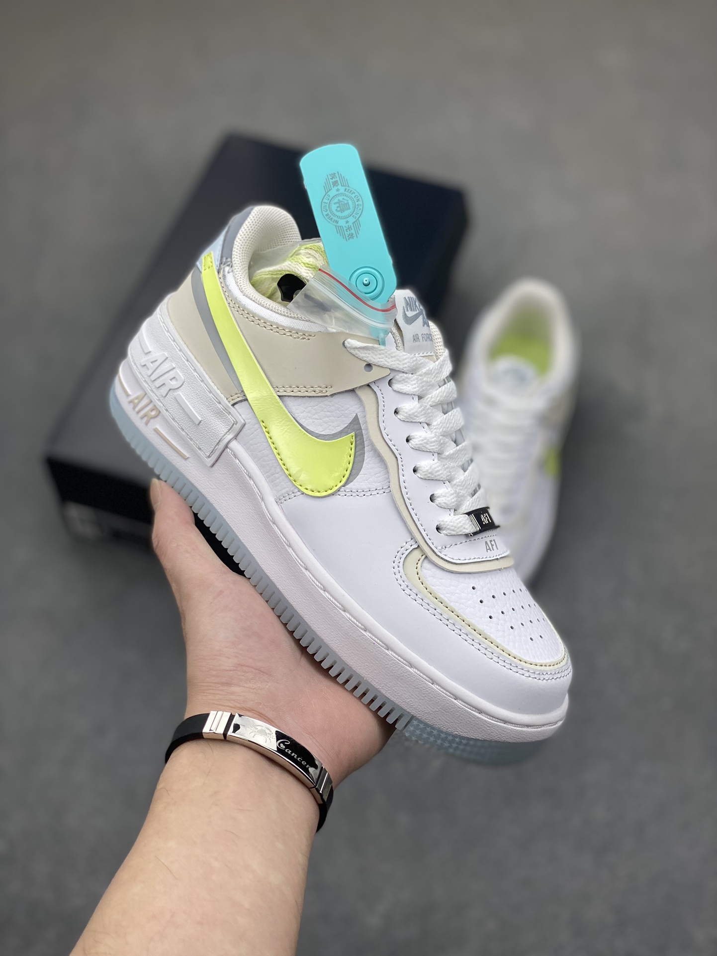 Nike Air Force 1 Shadow White Grey Green Lightweight Casual Shoes
