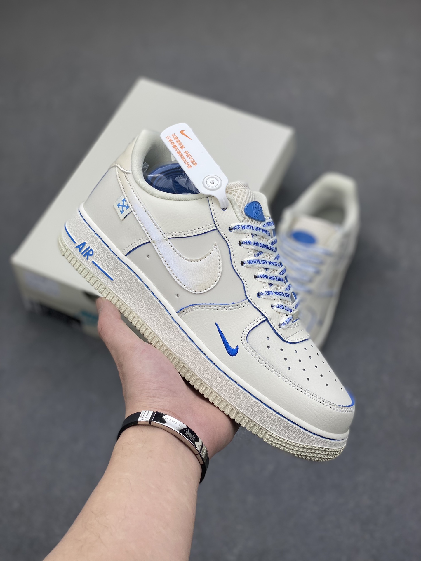 Nike Air Force 1 '07 Low OFF-White Collab Sneakers - Cream/Blue