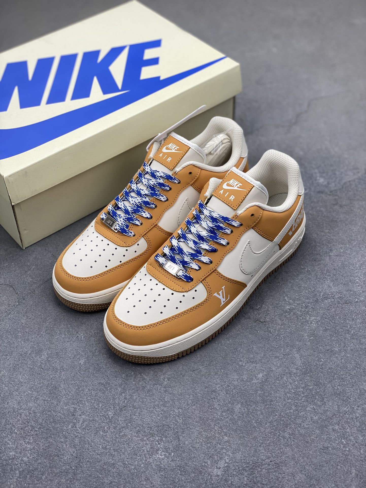 Nike Air Force 1 '07 Low Louis Vuitton Collab Orange Athletic Shoes 9 i1702750112 6085 4