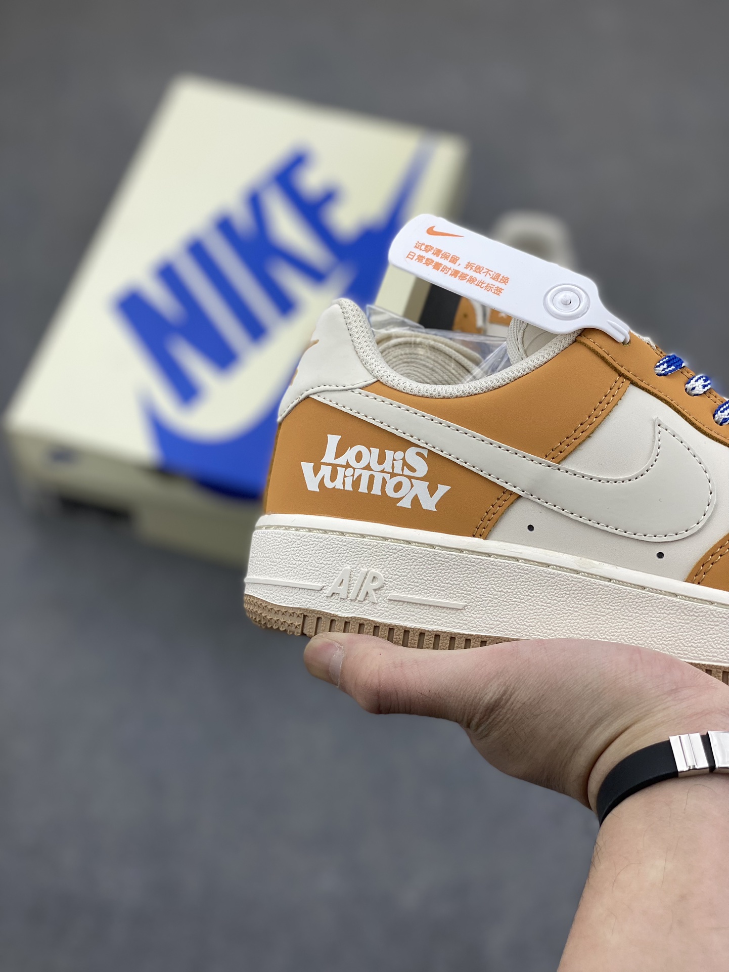 Nike Air Force 1 '07 Low Louis Vuitton Collab Orange Athletic Shoes 6 i1702750112 8330 0