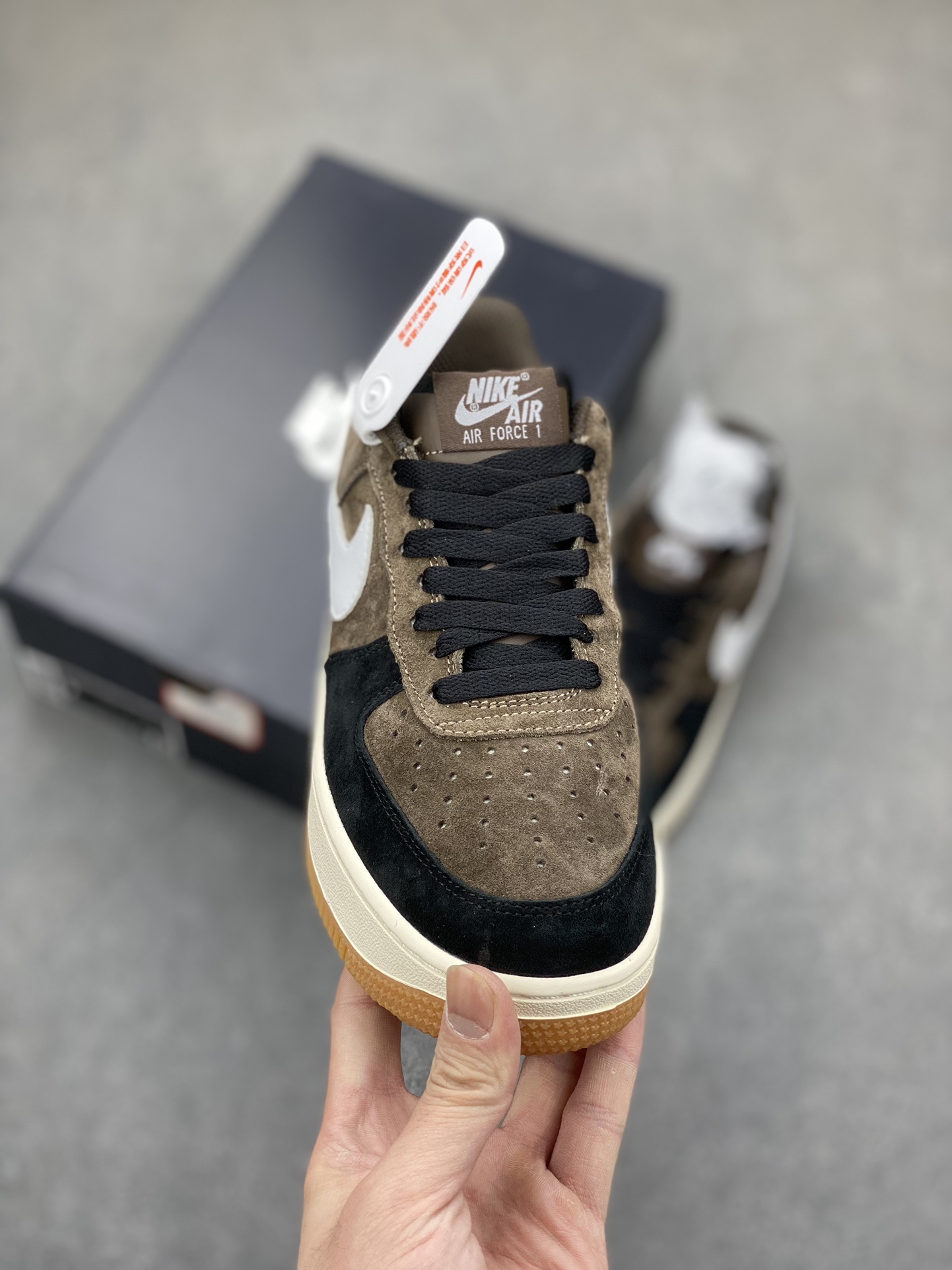 Nike Air Force 1 Low Black Brown Suede Sneakers AV0383-230 3 i1703016058 8749 0