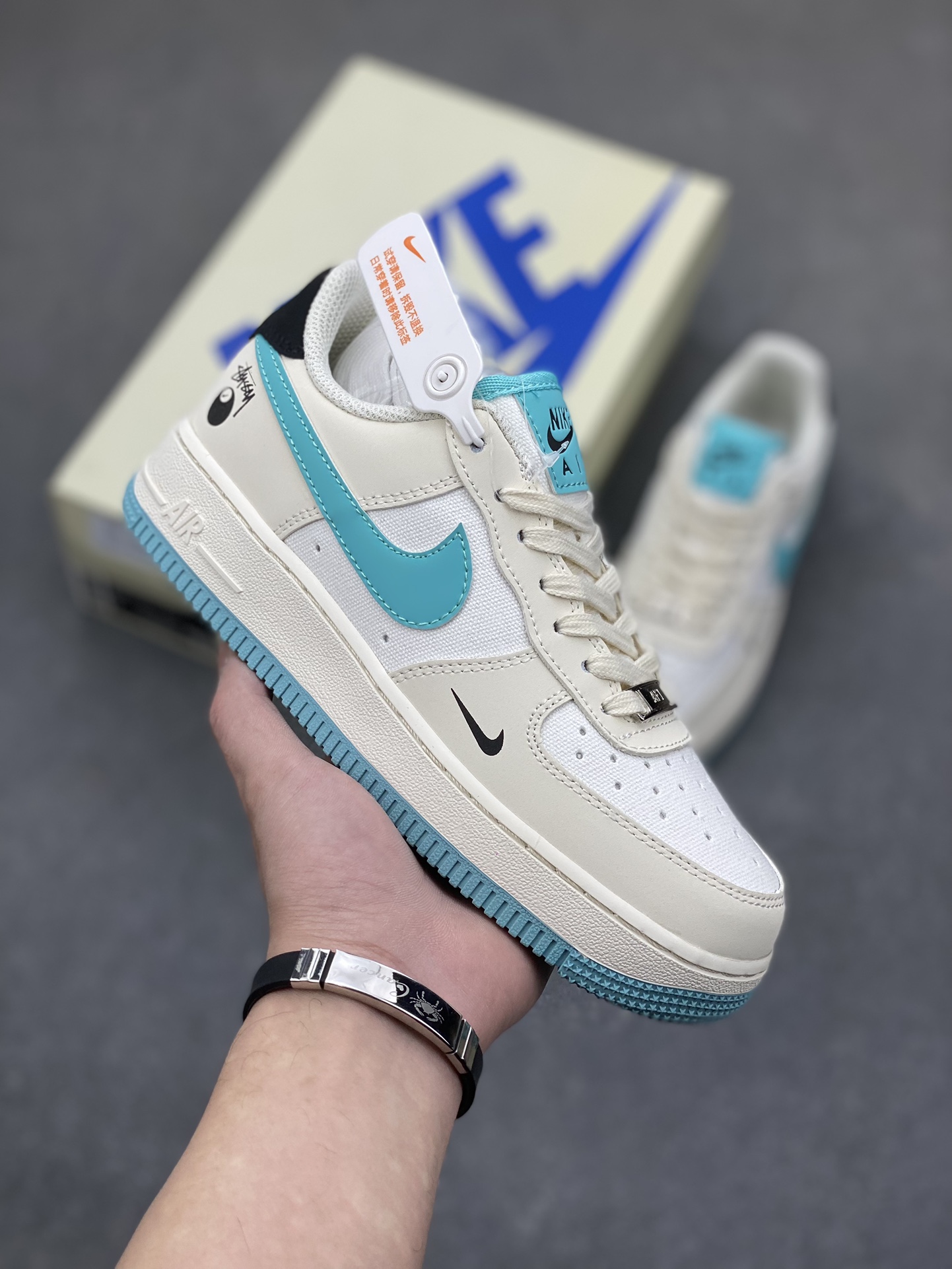 Nike Air Force 1 '07 Low Stussy Black Eight Collab - Lake Blue