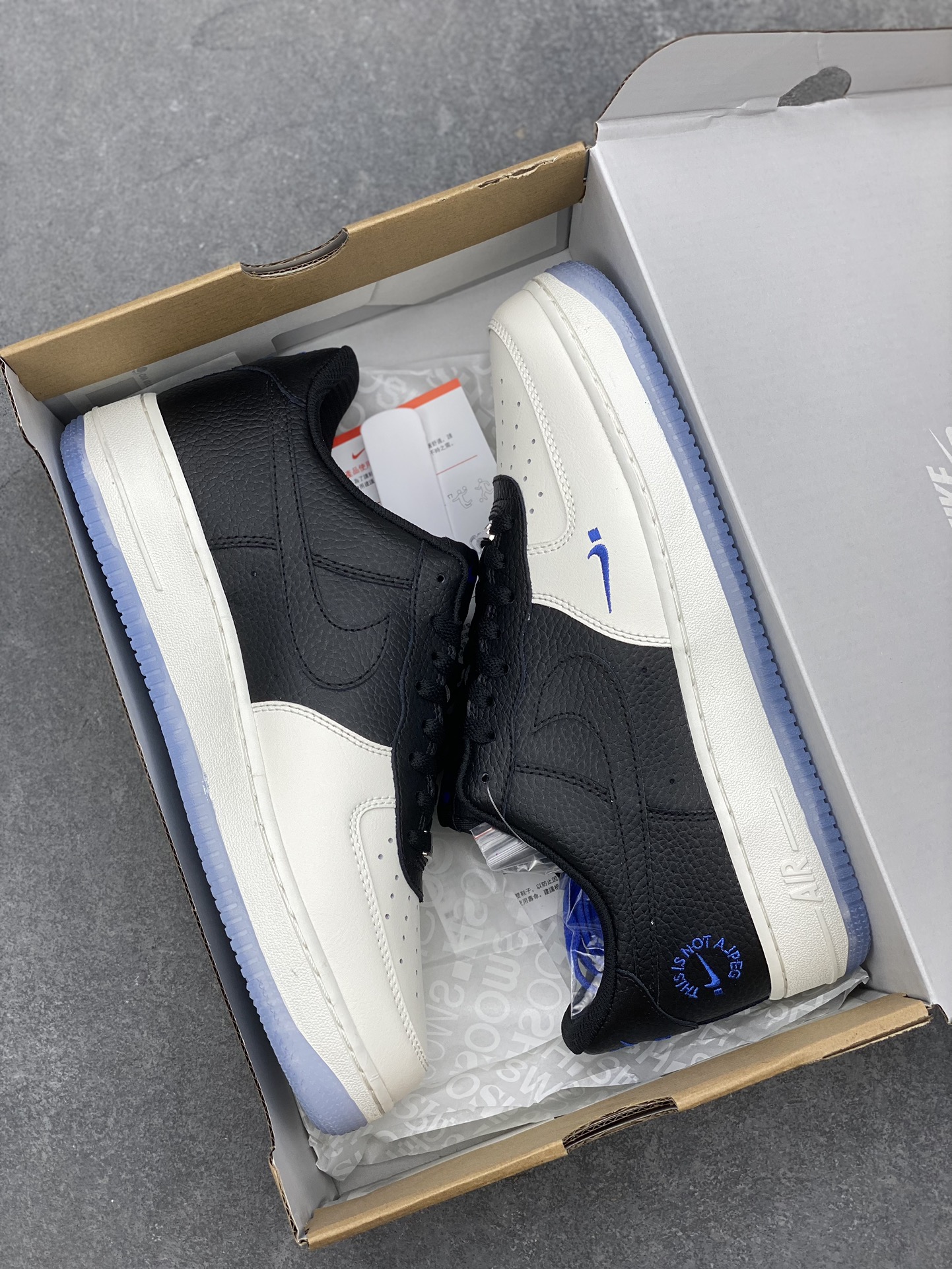 Nike Air Force 1 '07 Low Black White Blue Stitching - Size 36-45 10 i1703101305 2117 0