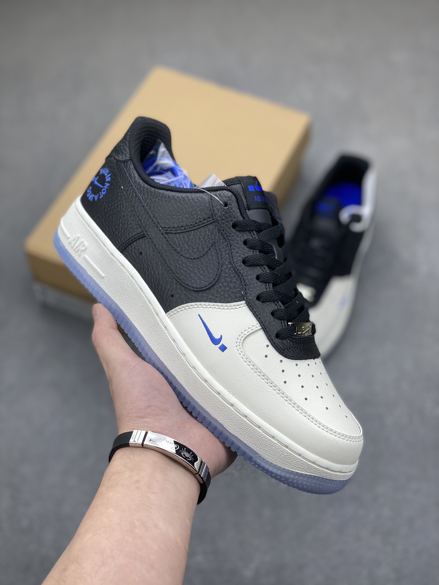 Nike Air Force 1 '07 Low Black White Blue Stitching - Size 36-45 2 i1703101305 3265 0