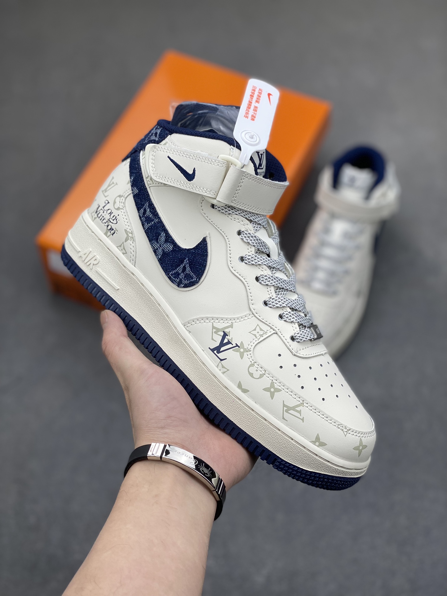 Nike Air Force 1 '07 Low "Louis Vuitton" Blue Denim Sneakers - Limited Edition