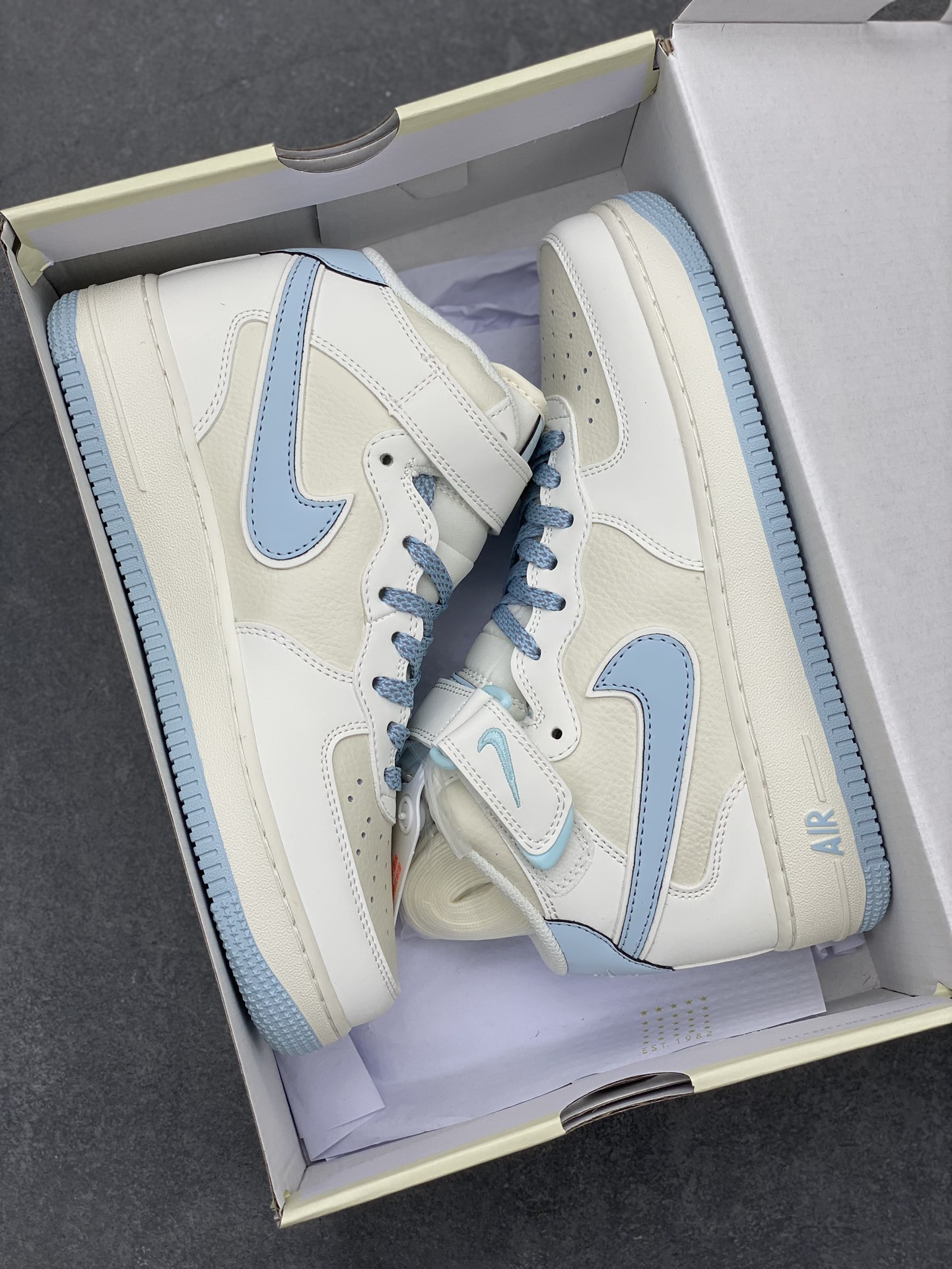 Nike Air Force 1 MID Ivory/Blue Custom Sneakers Limited Edition 10 i1705174752 294 2