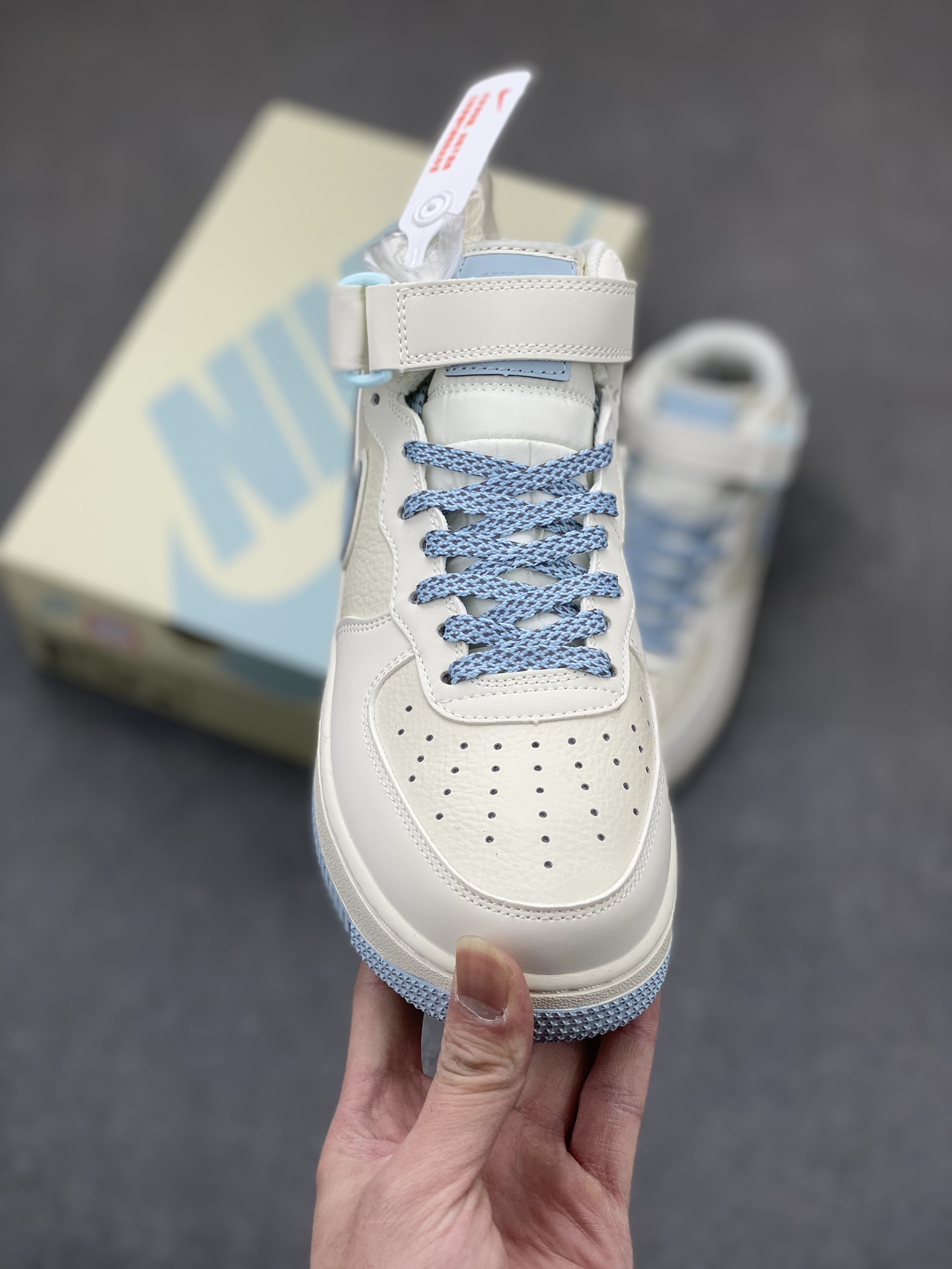 Nike Air Force 1 MID Ivory/Blue Custom Sneakers Limited Edition 3 i1705174752 3052 6