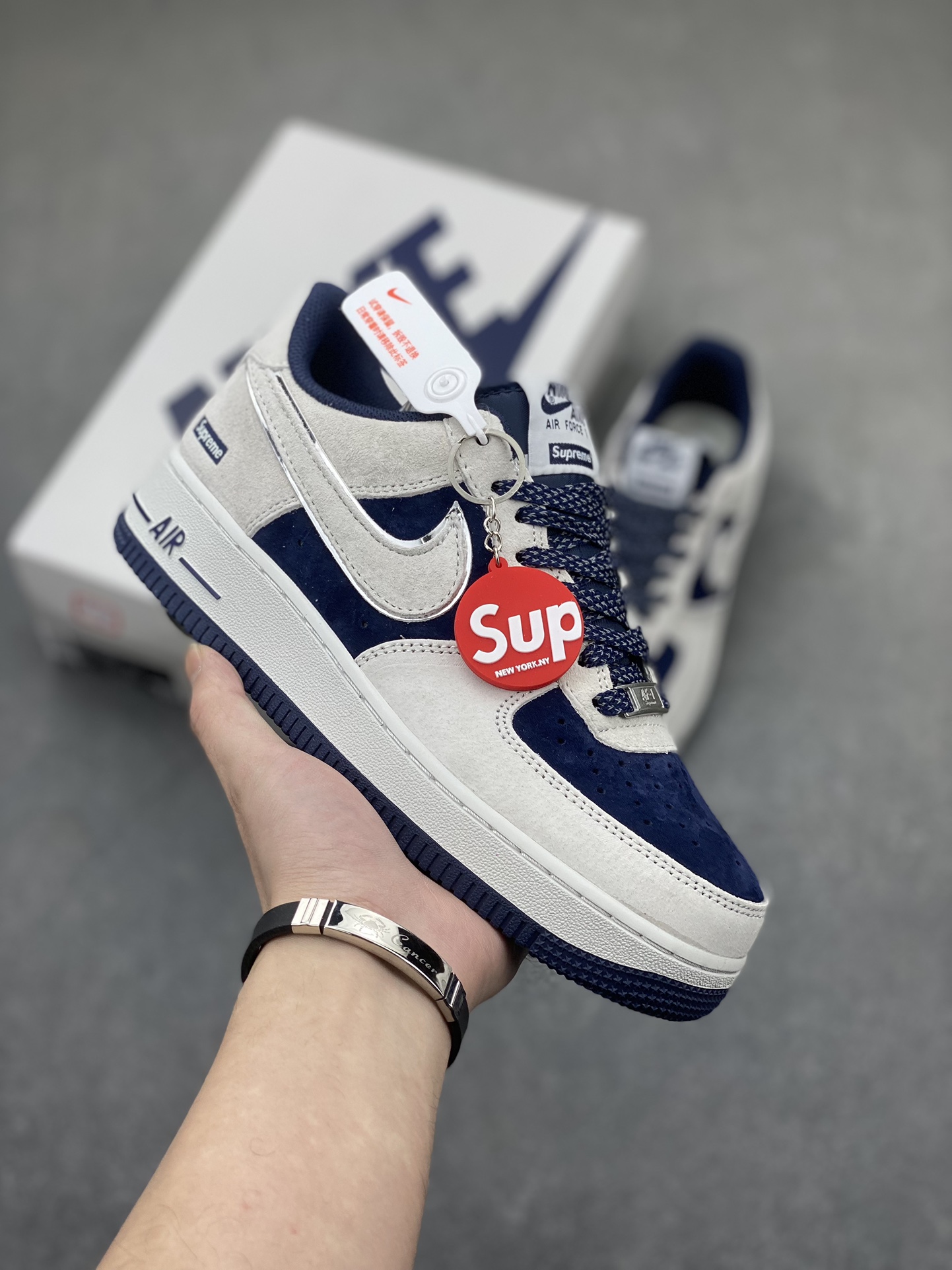 Nike Air Force 1 '07 Low Supreme 'Grey Deep Blue' Limited Edition Sneakers 2 i1705609384 1938 0