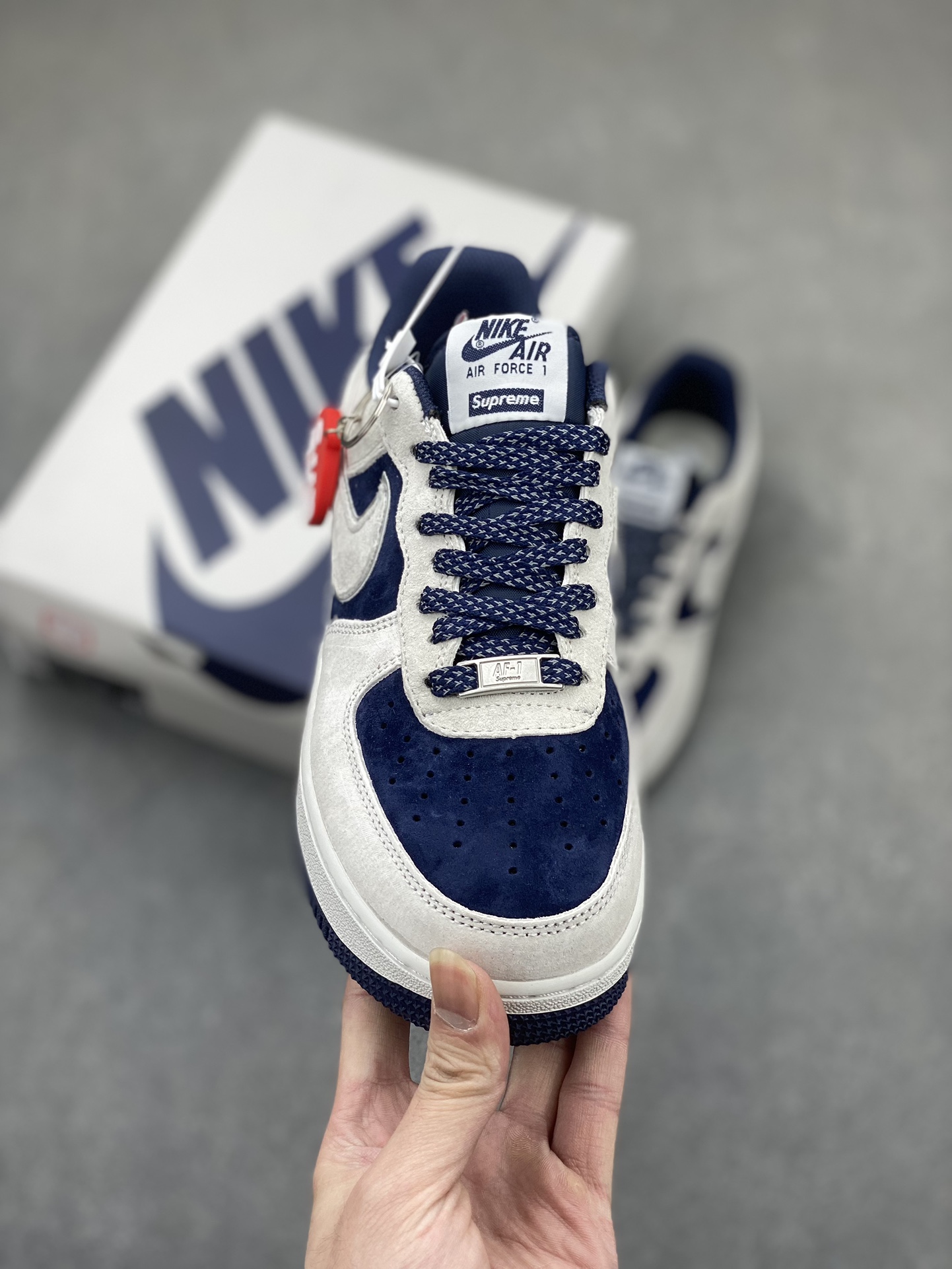 Nike Air Force 1 '07 Low Supreme 'Grey Deep Blue' Limited Edition Sneakers 3 i1705609384 8673 0