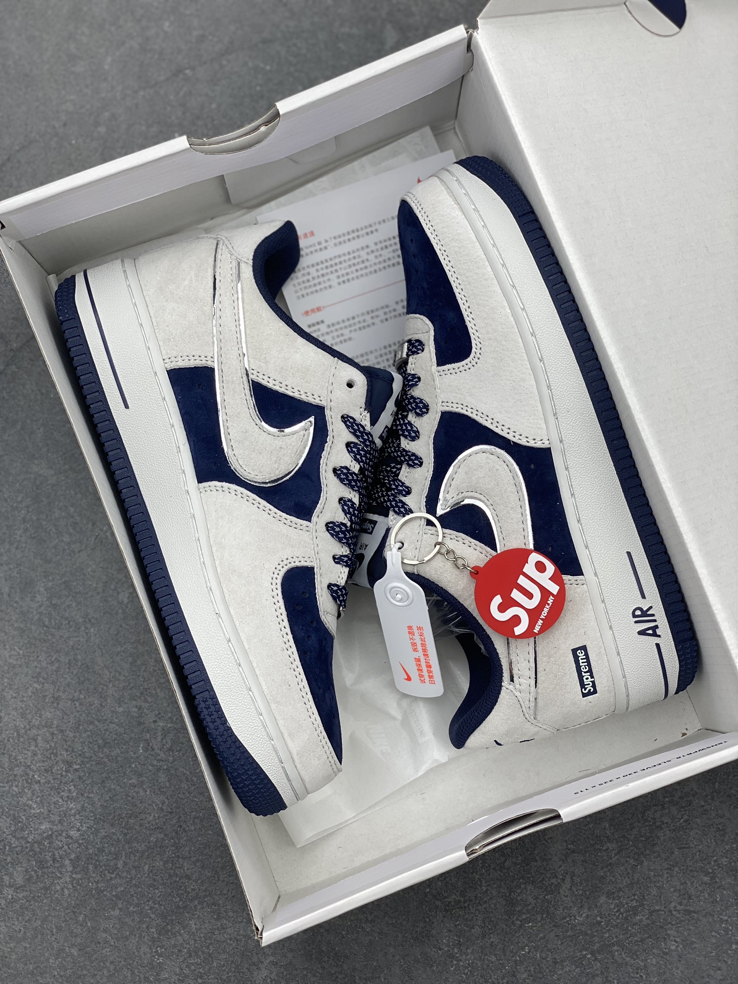 Nike Air Force 1 '07 Low Supreme 'Grey Deep Blue' Limited Edition Sneakers 10 i1705609385 6782 0