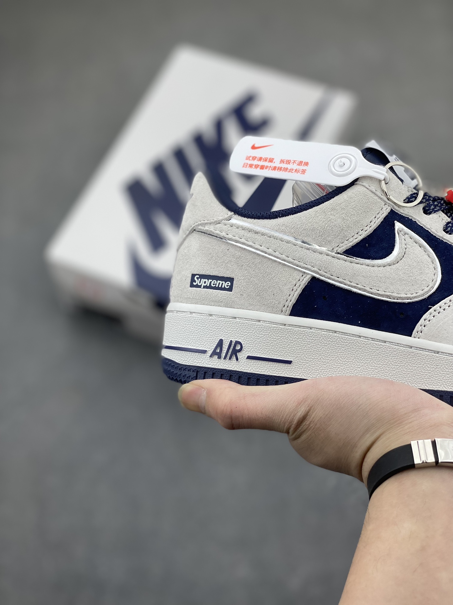 Nike Air Force 1 '07 Low Supreme 'Grey Deep Blue' Limited Edition Sneakers 6 i1705609385 9687 0