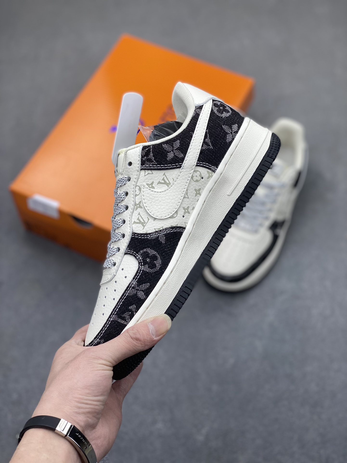 Nike Air Force 1 Low Louis Vuitton Custom Sneakers - Black Denim, Size 40 17 i1705880575 795 0
