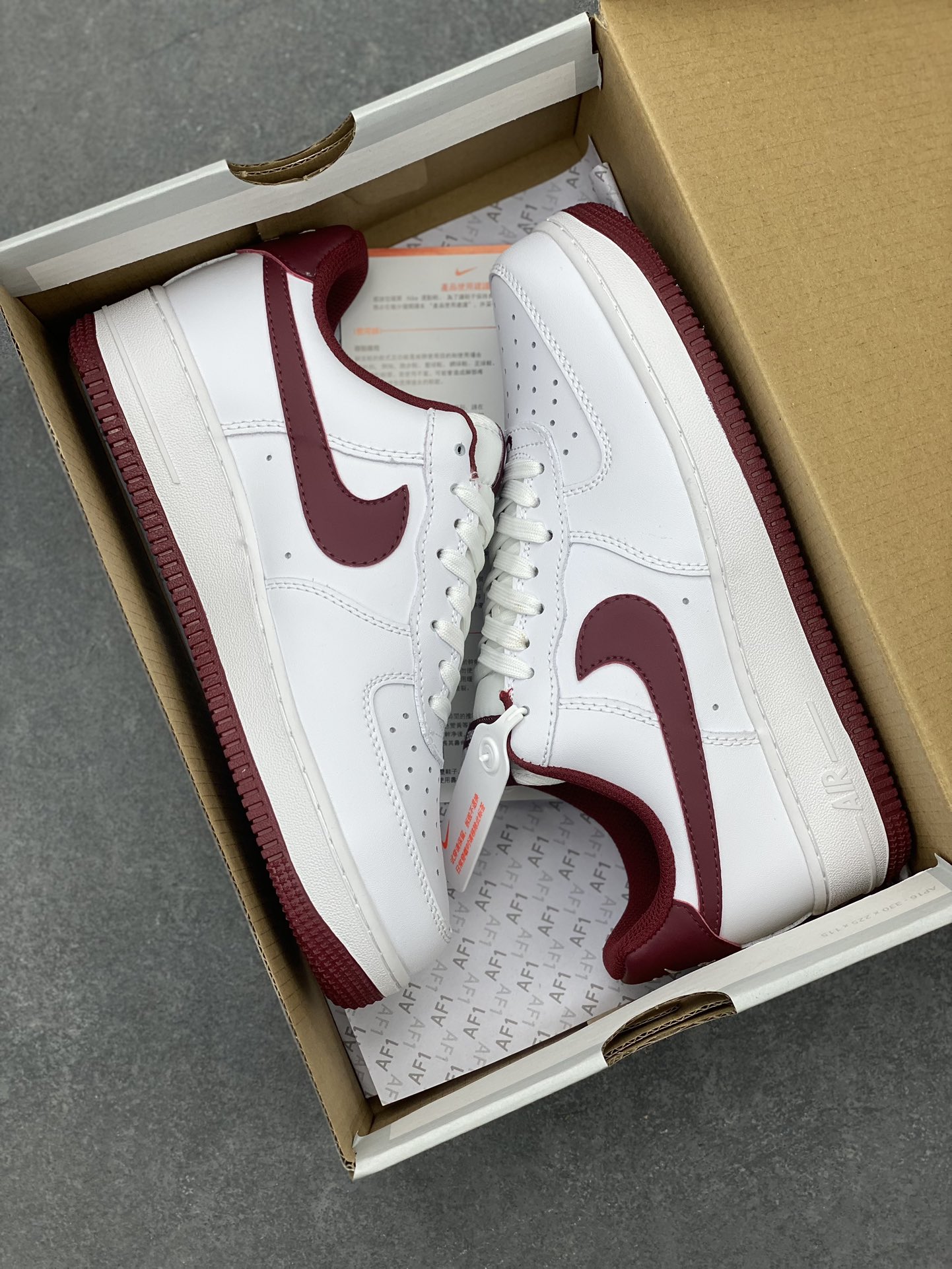 Nike Air Force 1 Low White Burgundy Casual Sneakers FV5948-105 10 i1705967743 391 3