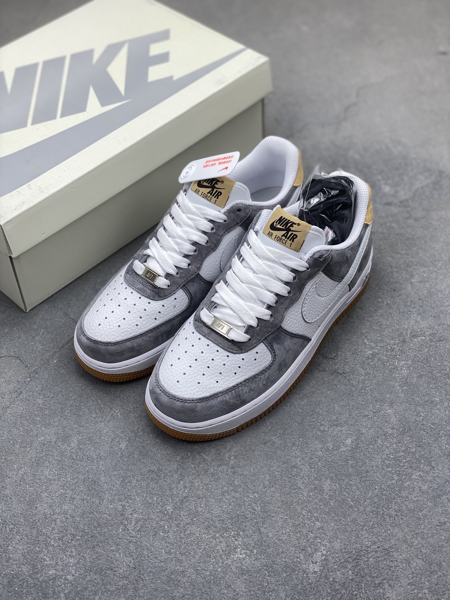 Nike Air Force 1 Low '07 Grey Yellow Suede Sneakers 9 i1706127749 6317 0