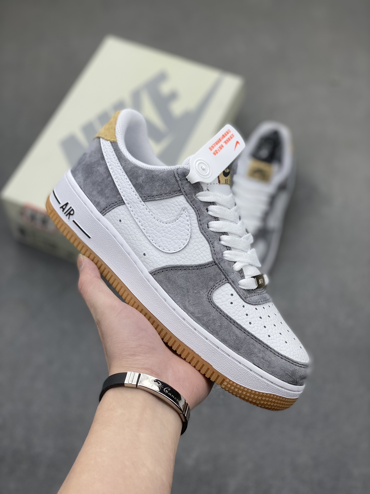 Nike Air Force 1 Low '07 Grey Yellow Suede Sneakers 2 i1706127751 3231 0