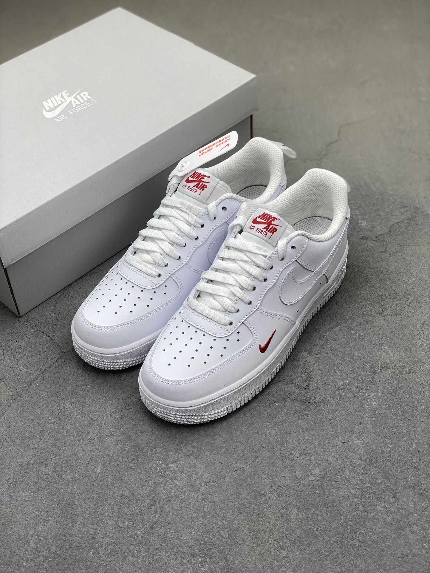 Nike Air Force 1 Low White Red Swoosh Casual Sneakers FZ7187-100 9 i1710010616 5894 6