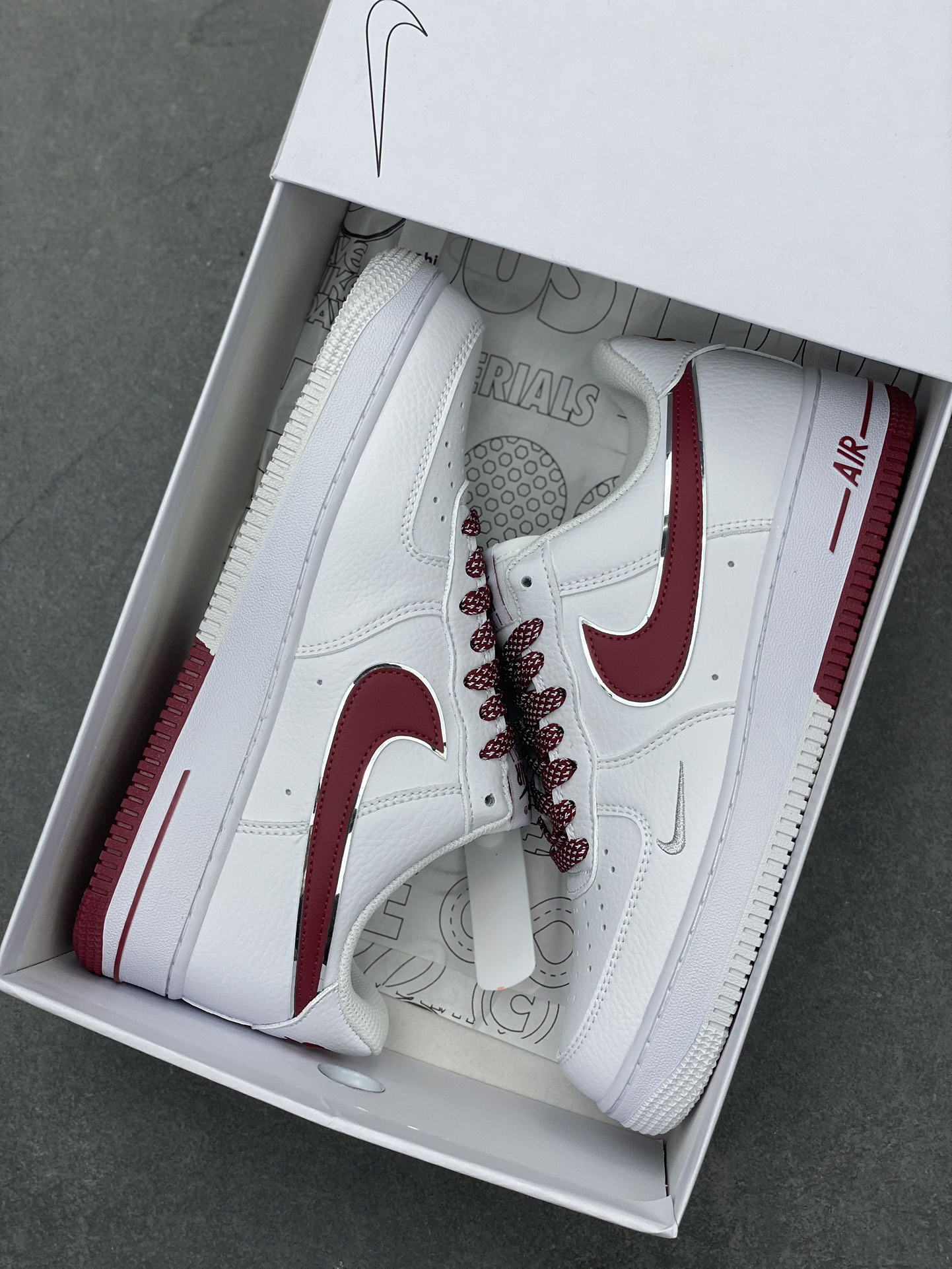 Nike Air Force 1 '07 Low White/Burgundy Custom Casual Sneakers CW2288-111 10 i1710709966 2514 8