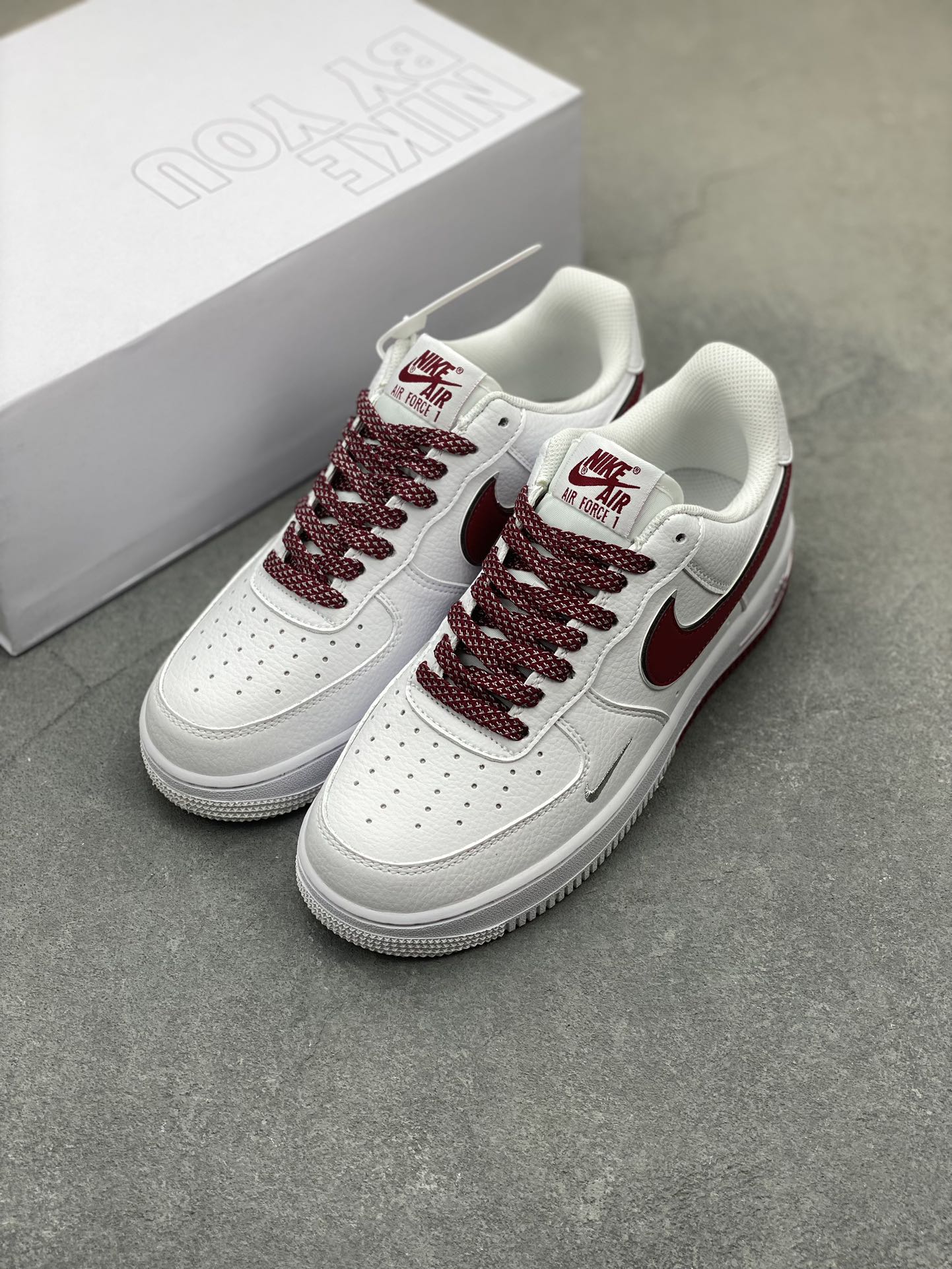 Nike Air Force 1 '07 Low White/Burgundy Custom Casual Sneakers CW2288-111 9 i1710709966 500 7