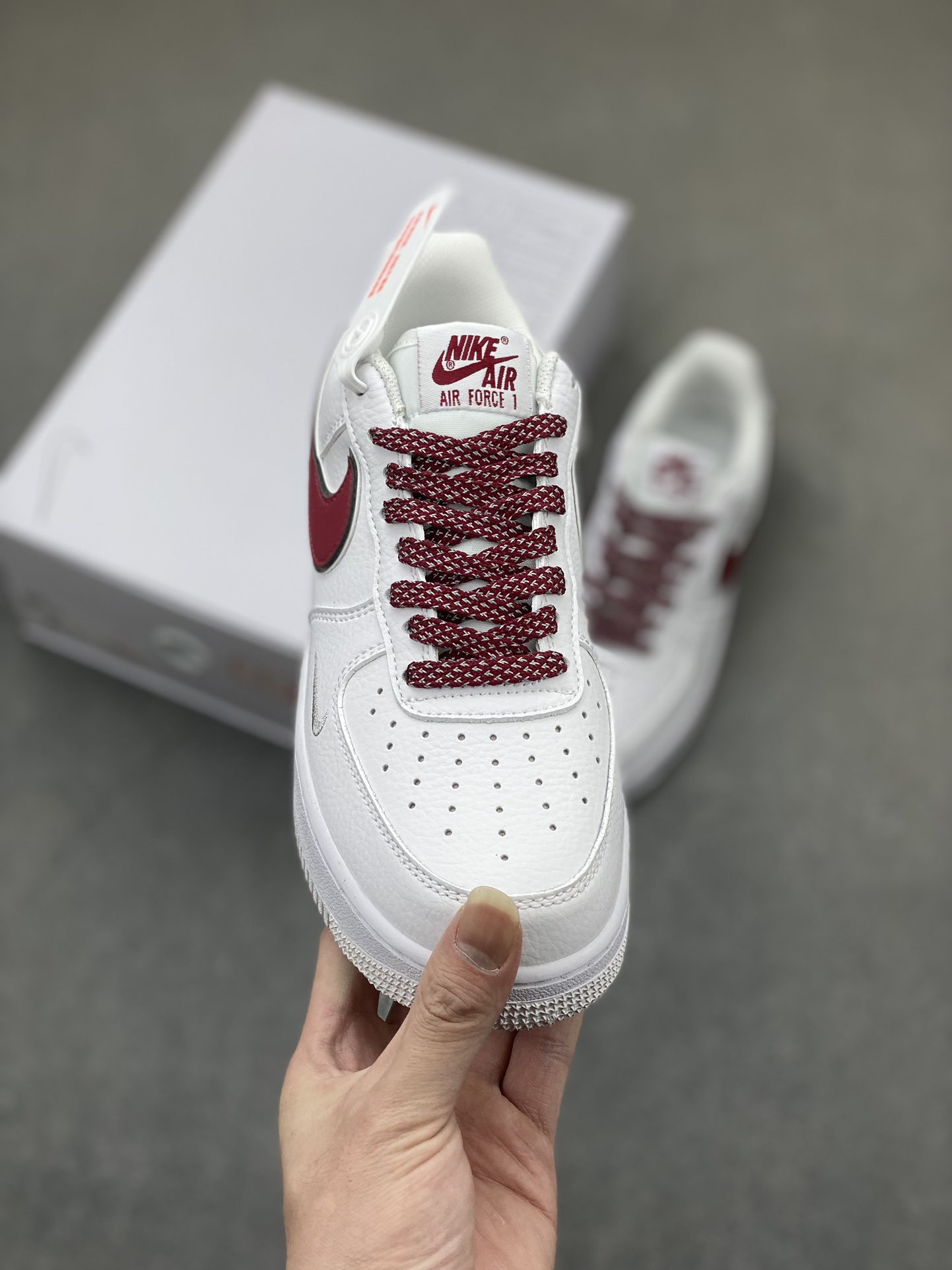 Nike Air Force 1 '07 Low White/Burgundy Custom Casual Sneakers CW2288-111 3 i1710709966 5991 1