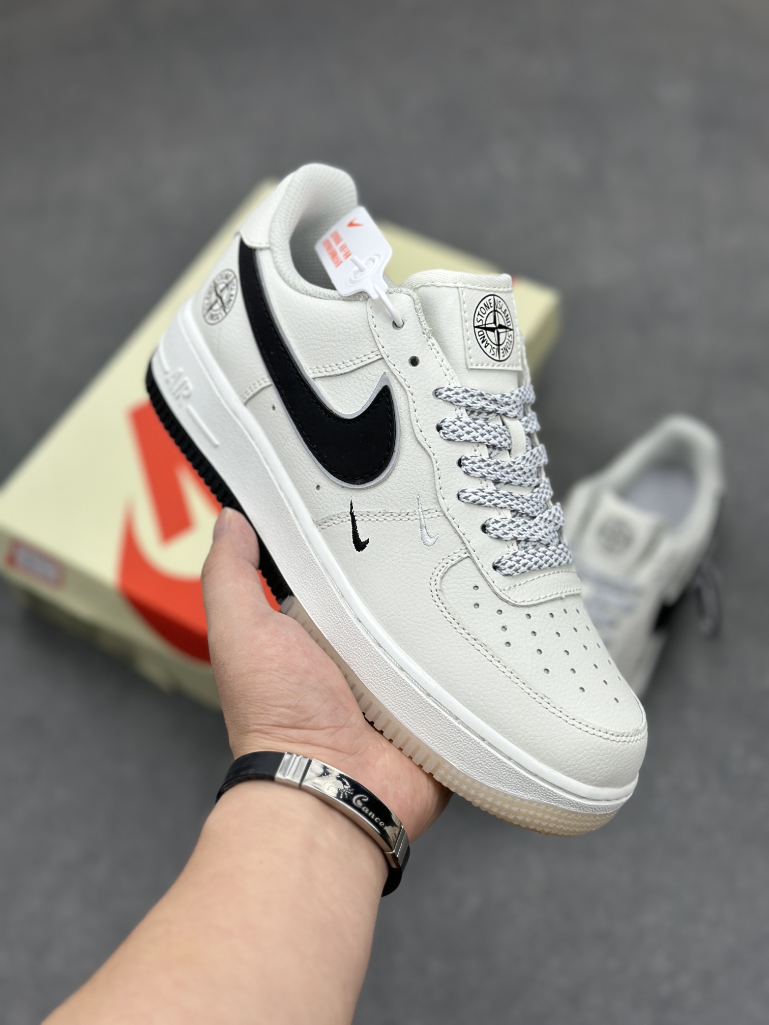 Nike Air Force 1 Low Stone Island White and Black Sneakers