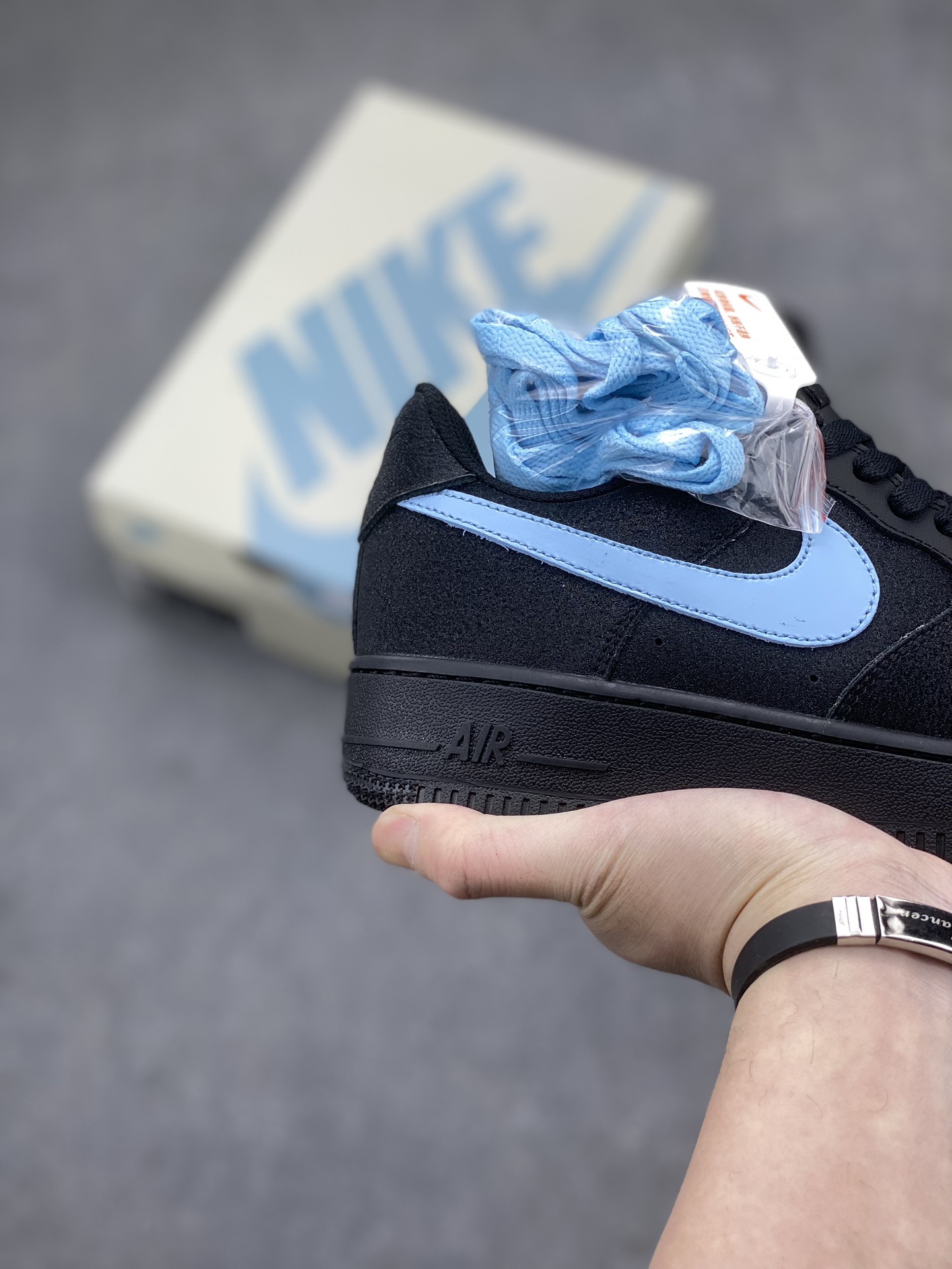 Nike Air Force 1 CW2288-012 Black/Light Blue Suede Sneakers 6 i1710960388 1096 2