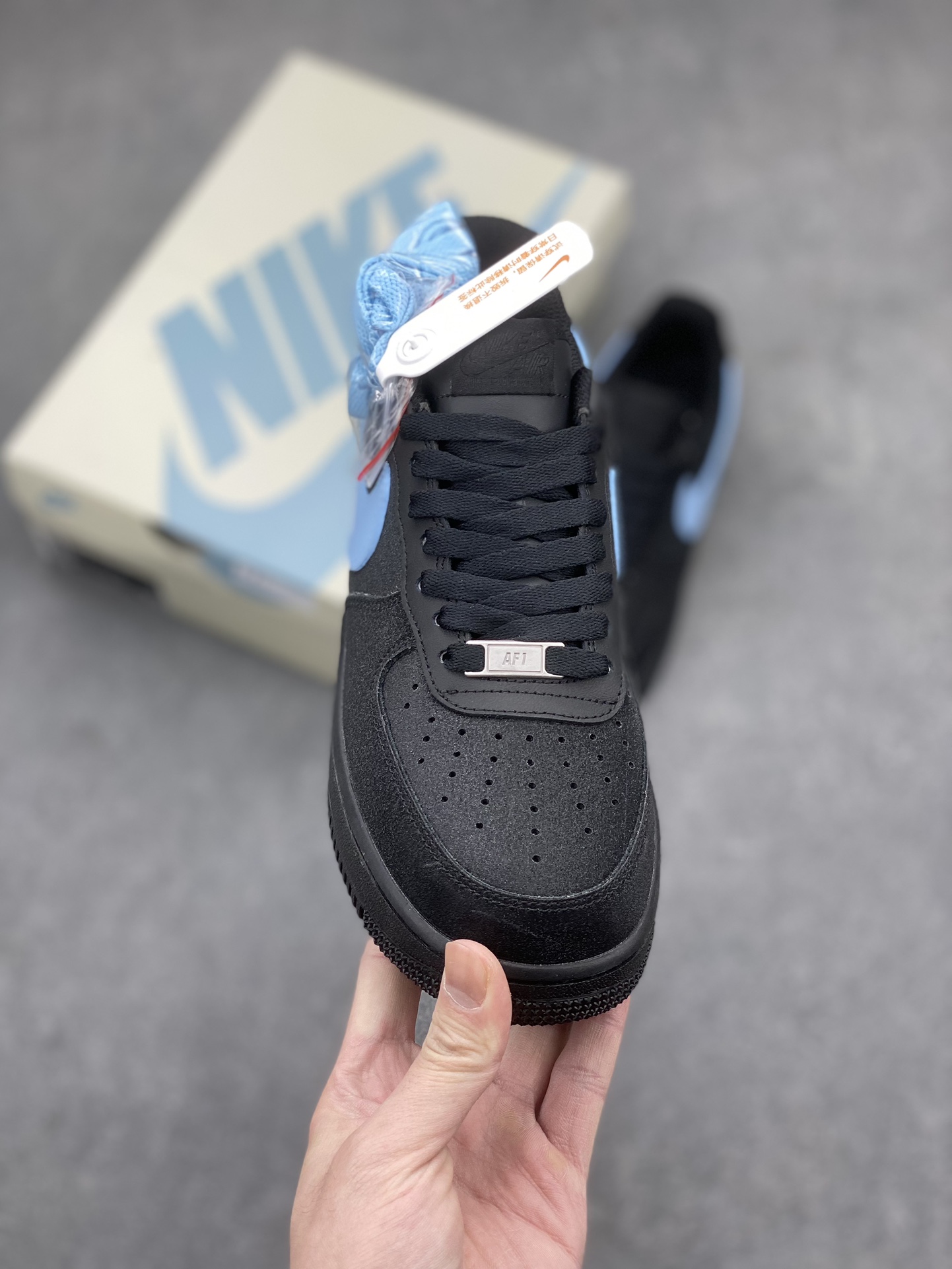 Nike Air Force 1 CW2288-012 Black/Light Blue Suede Sneakers 3 i1710960388 3848 6