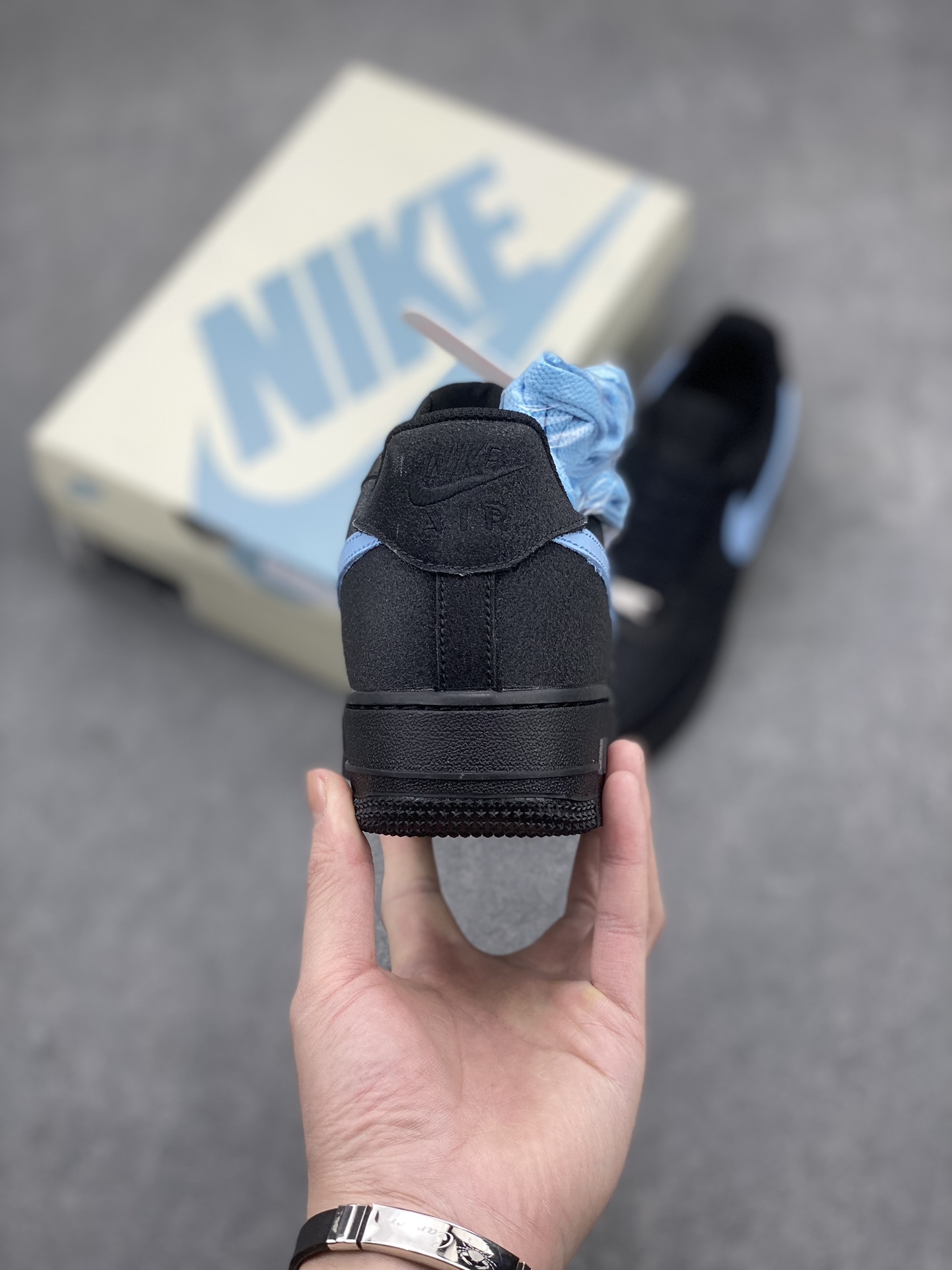 Nike Air Force 1 CW2288-012 Black/Light Blue Suede Sneakers 5 i1710960388 4293 8