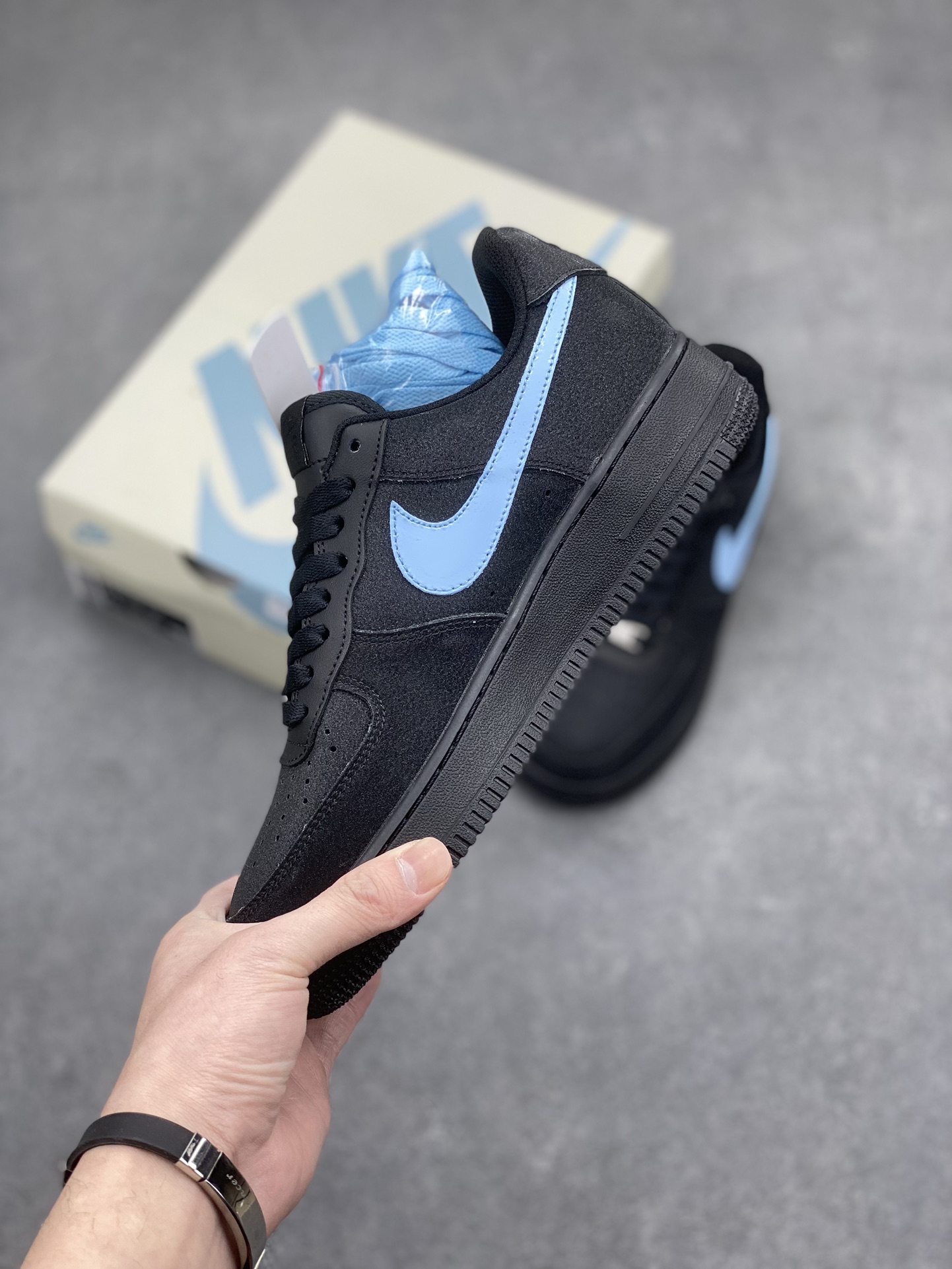 Nike Air Force 1 CW2288-012 Black/Light Blue Suede Sneakers 4 i1710960388 5229 7