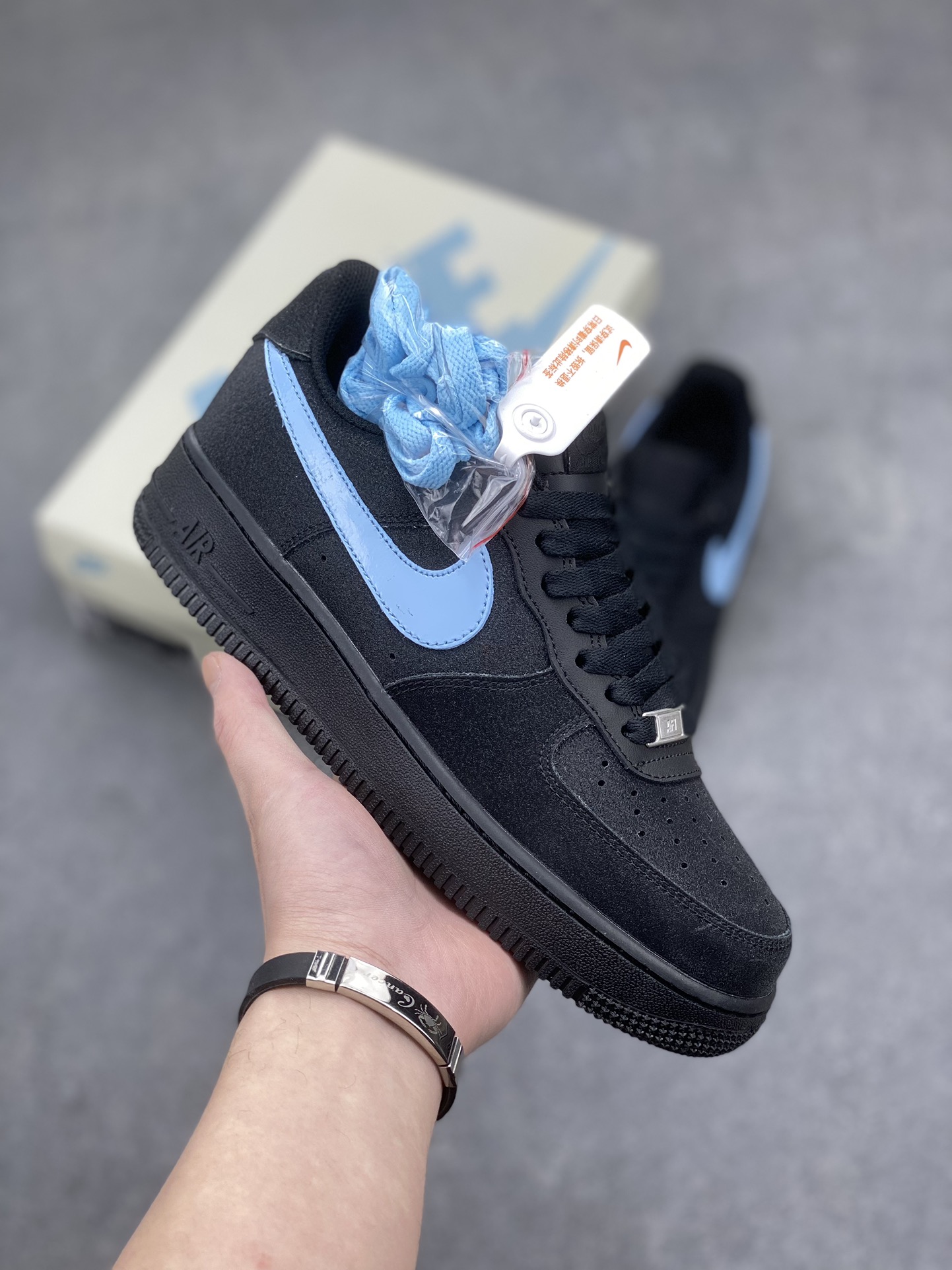 Nike Air Force 1 CW2288-012 Black/Light Blue Suede Sneakers 2 i1710960388 7730 1