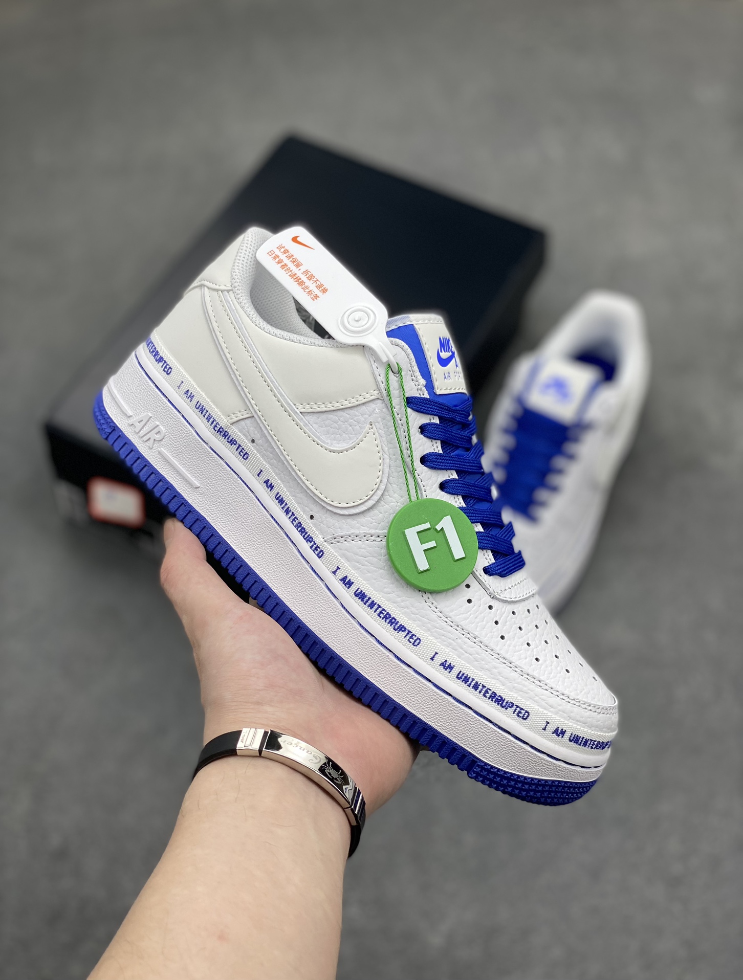Nike Air Force 1 Uninterrupted: White/Blue Graffiti Sneakers 2 i1711306362 5722 0
