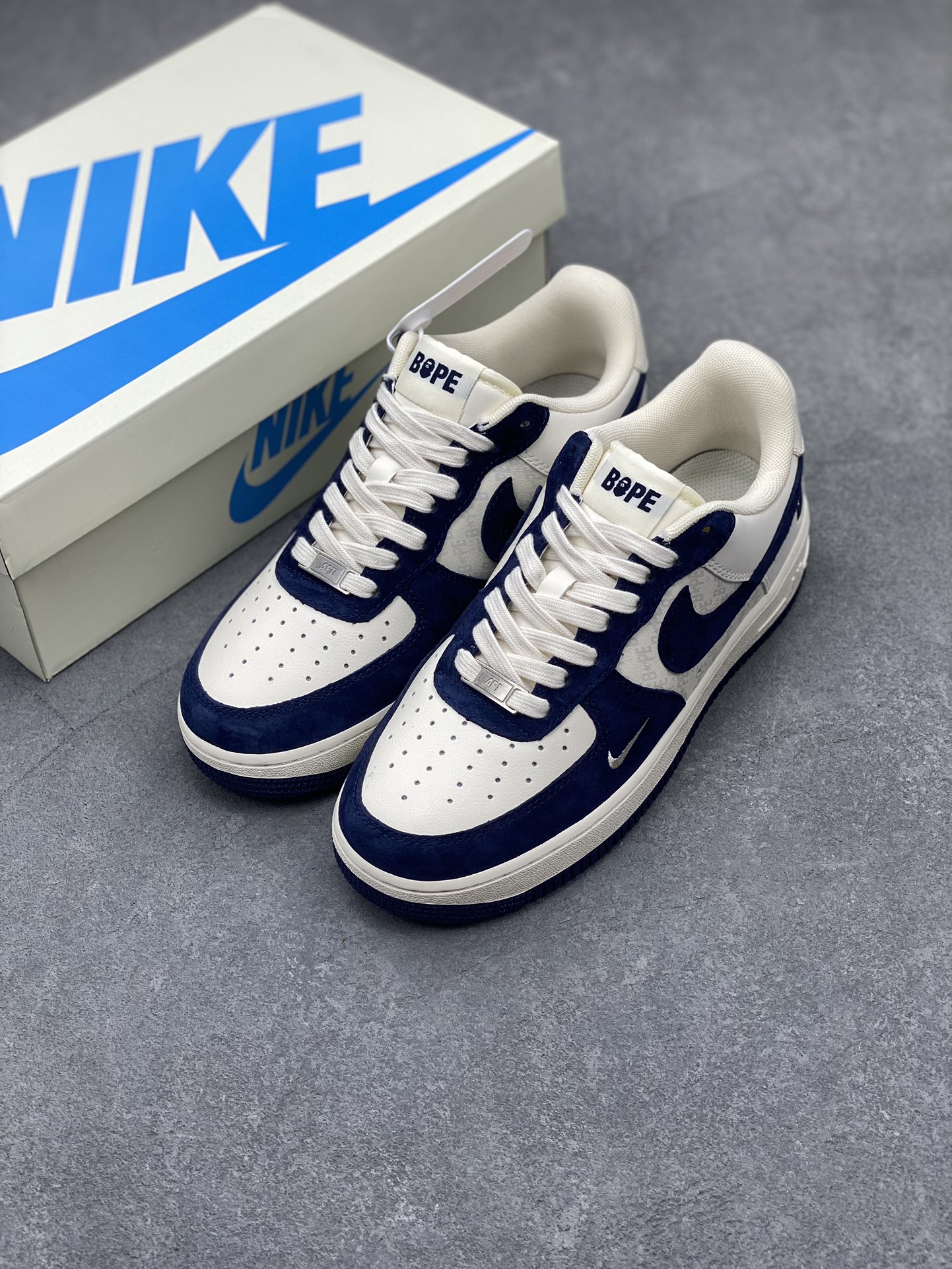 Nike Air Force 1 '07 Low BAPE Collab Sneakers - Cream/Blue, Limited Edition 9 i1711485224 4622 0