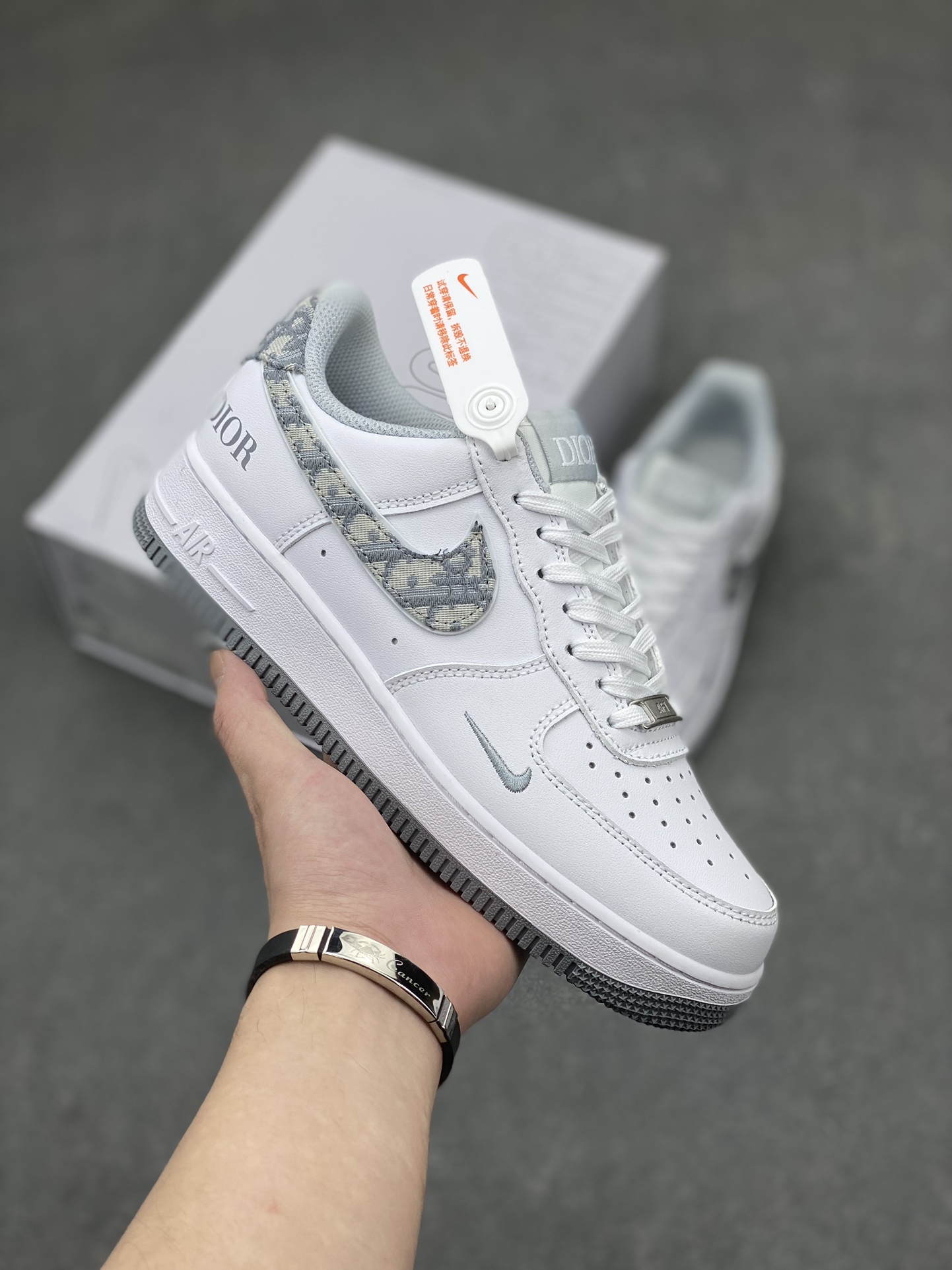 Nike Air Force 1 '07 Low Custom White/Gray Shoes - Limited Edition