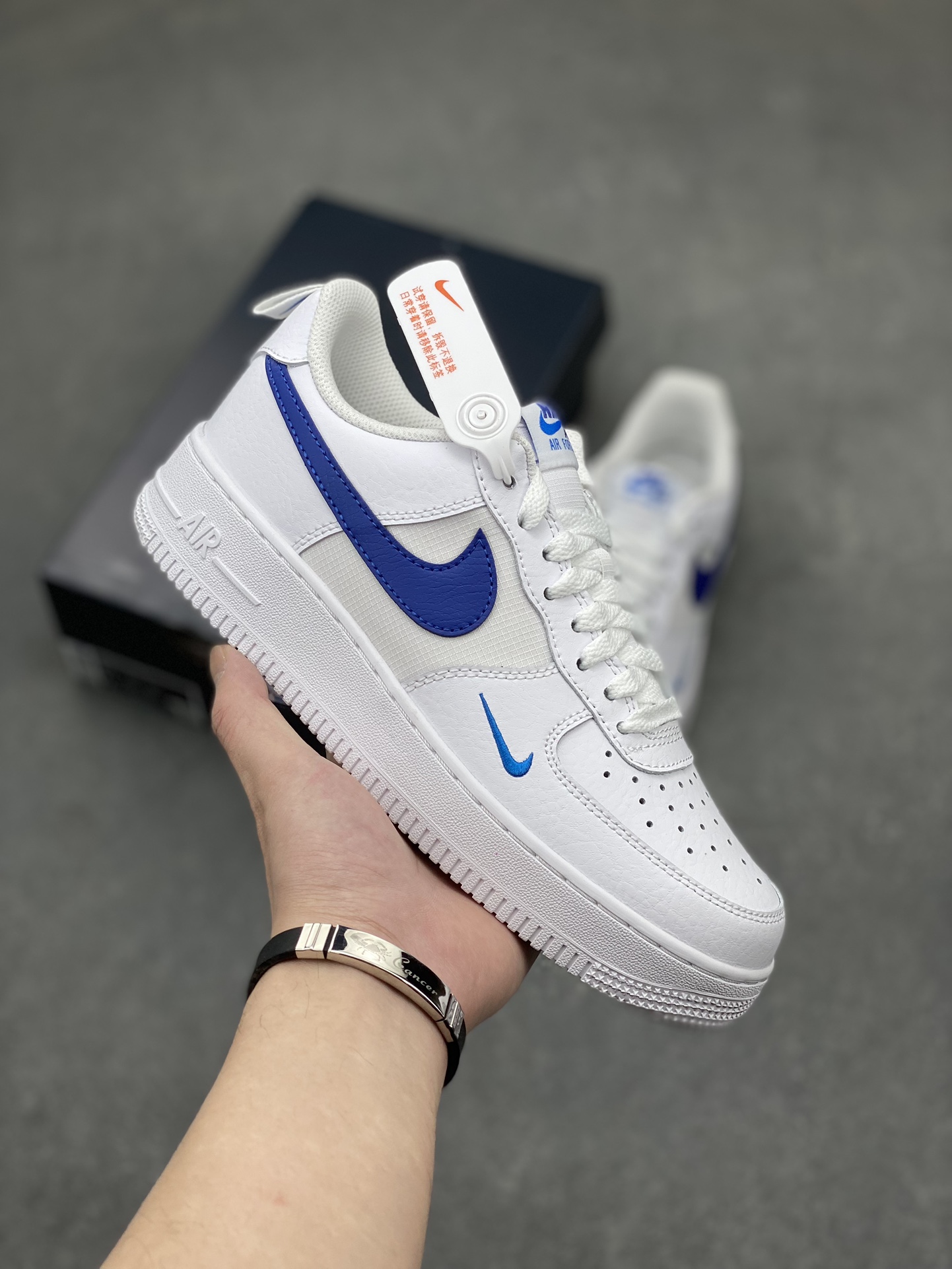 Nike Air Force 1 Low 07 White Blue Stitching Sneakers HF3836-100